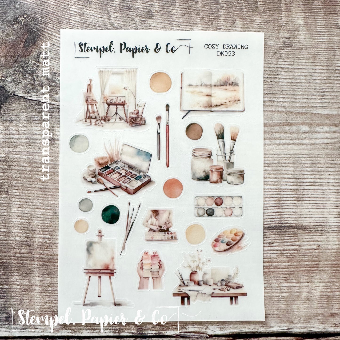 kleiner Stickerbogen "COZY DRAWING" | 8,5x12 cm