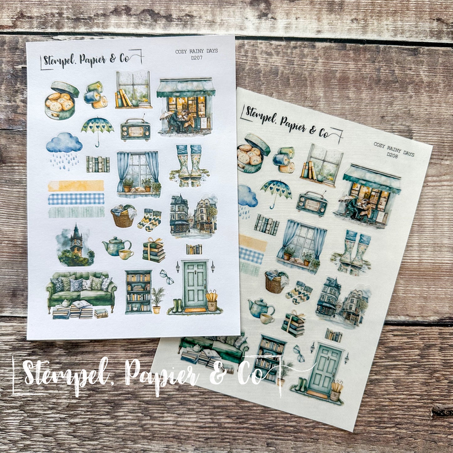 Stickerbogen "COZY RAINY DAYS" | 12x17 cm