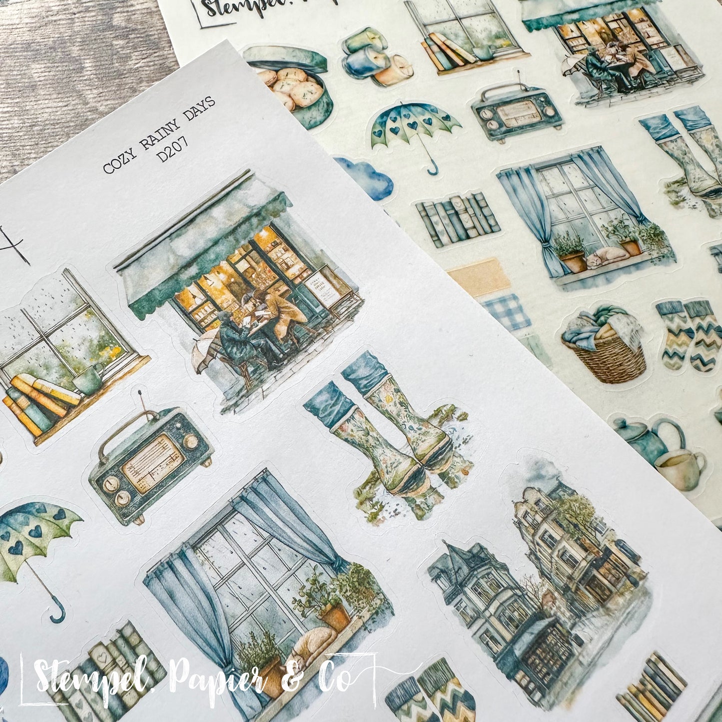 Stickerbogen "COZY RAINY DAYS" | 12x17 cm