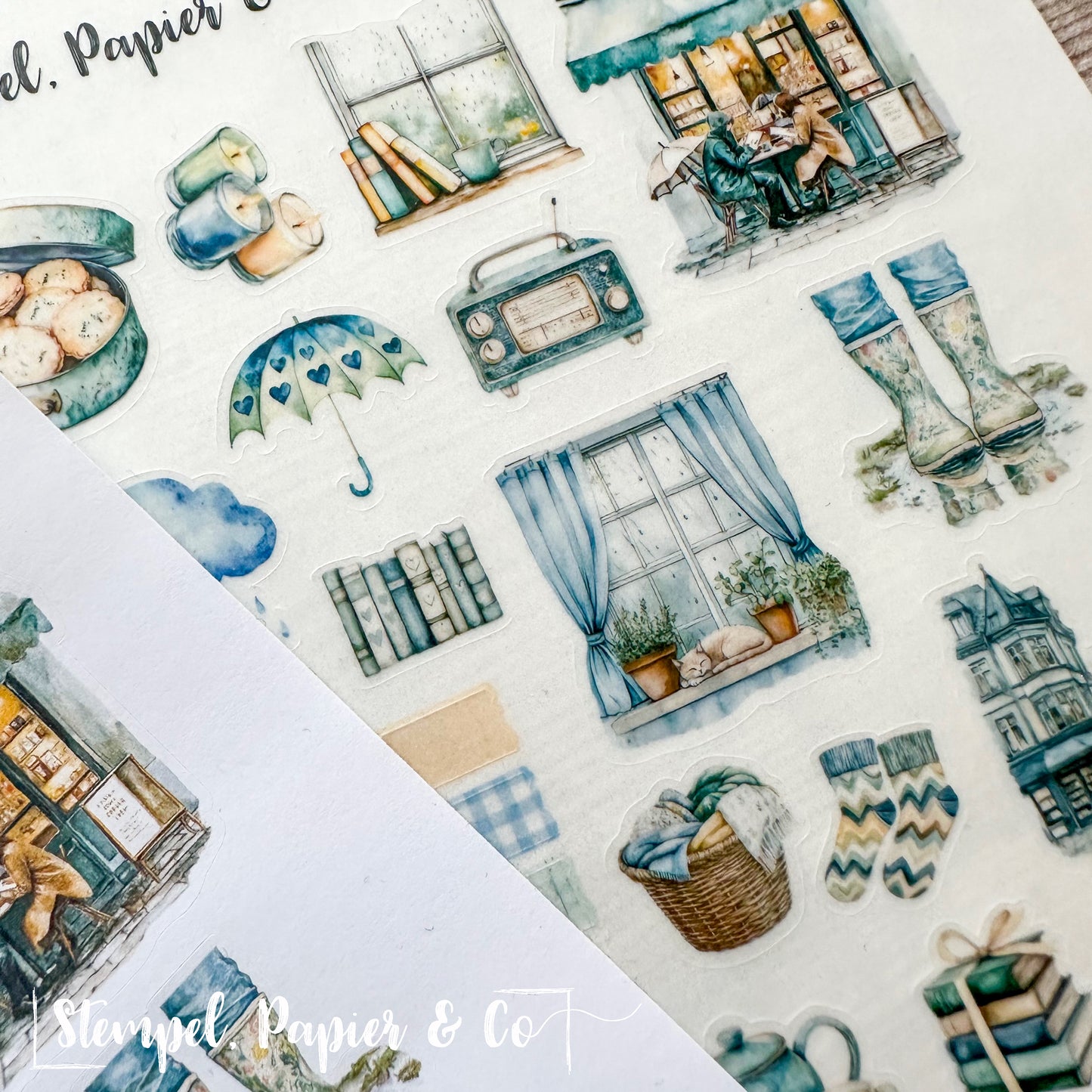 Stickerbogen "COZY RAINY DAYS" | 12x17 cm