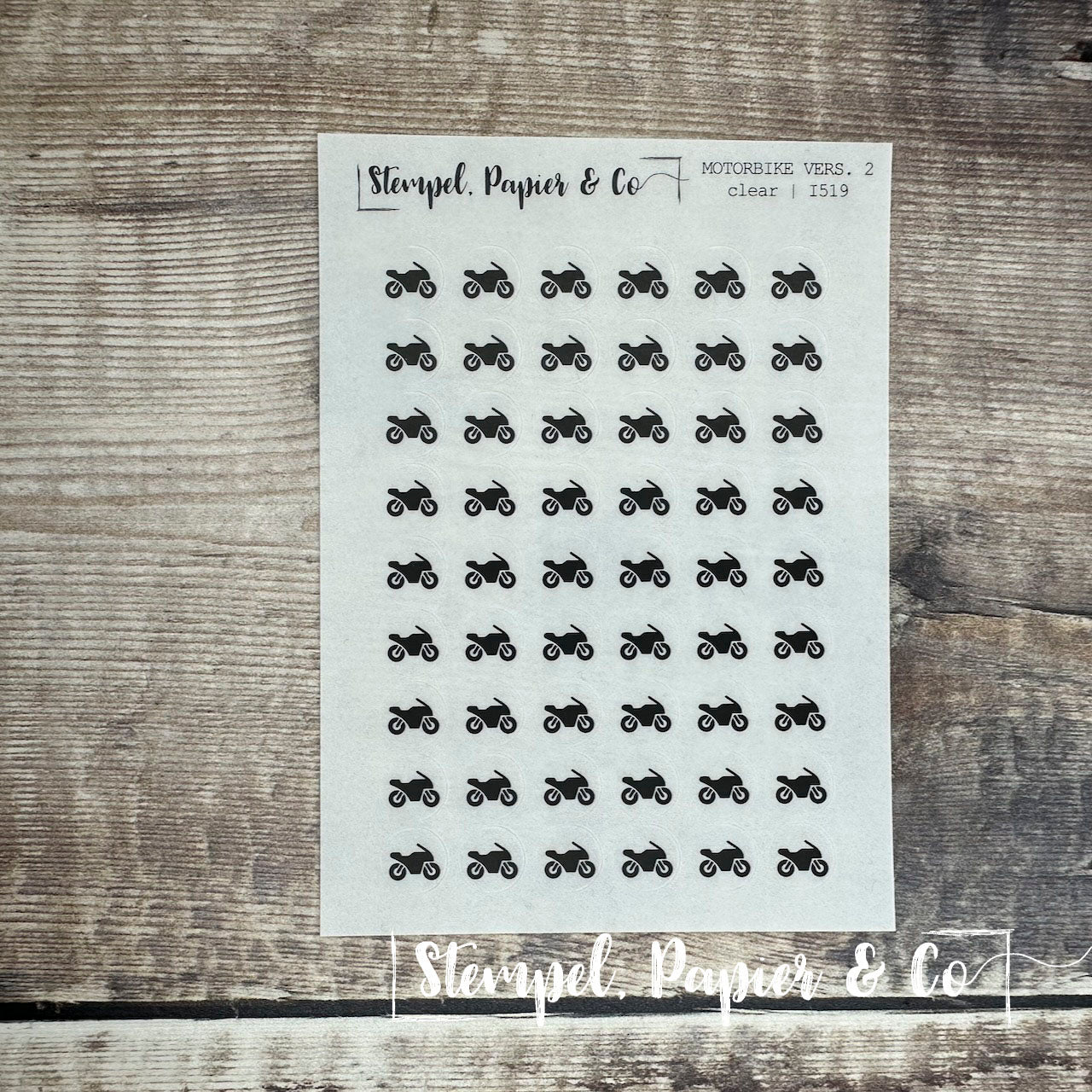 Stickerbogen "MOTORBIKE" in zwei Versionen | 8,5x12 cm | transparent matt