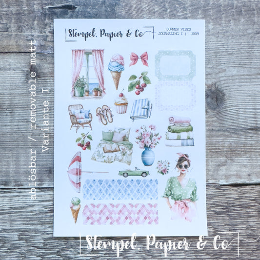 Stickerbogen "SUMMER VIBES JOURNALING" | 12x17 cm