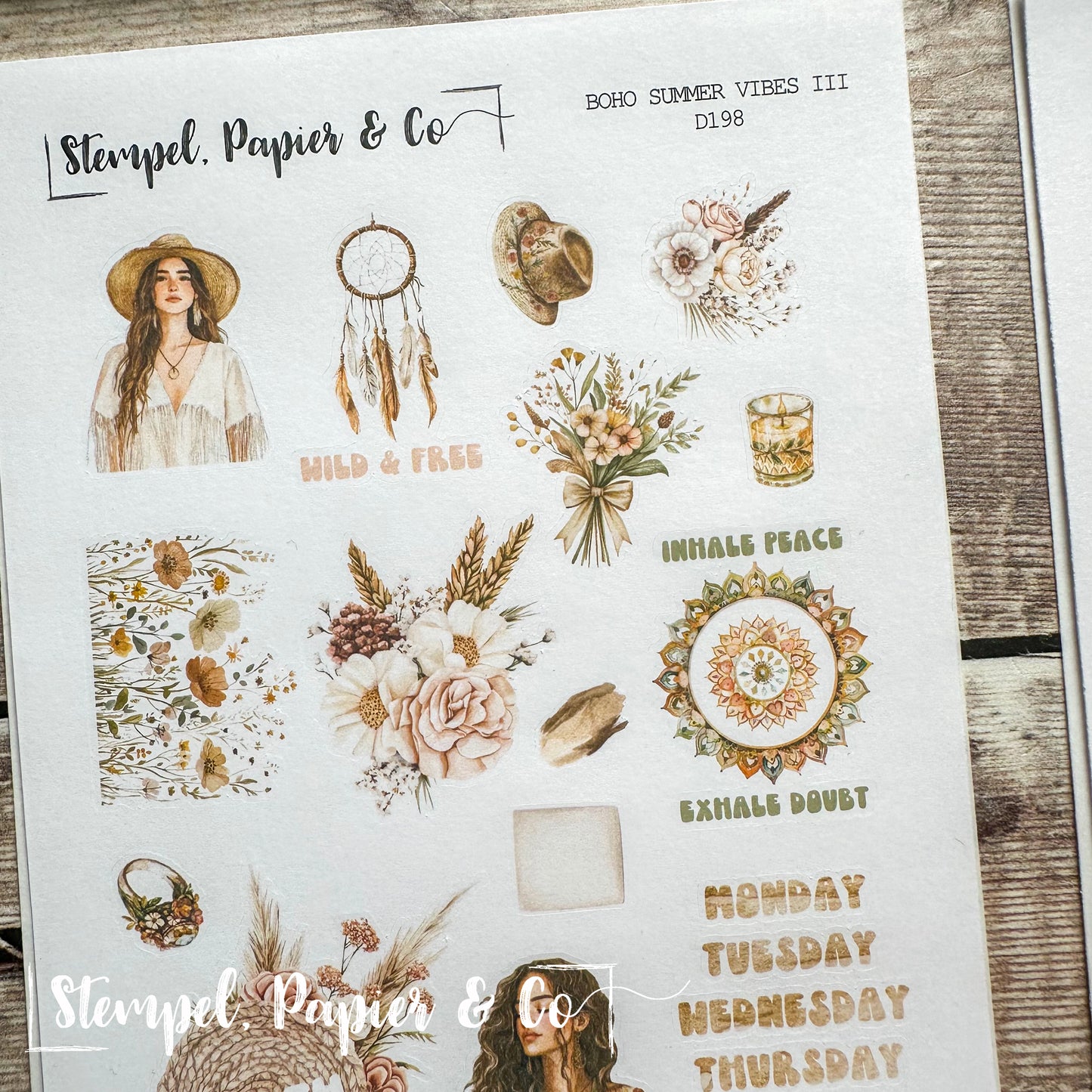 Stickerbogen Kollektion "Boho Summer Vibes" | vier Varianten | 12x17 cm