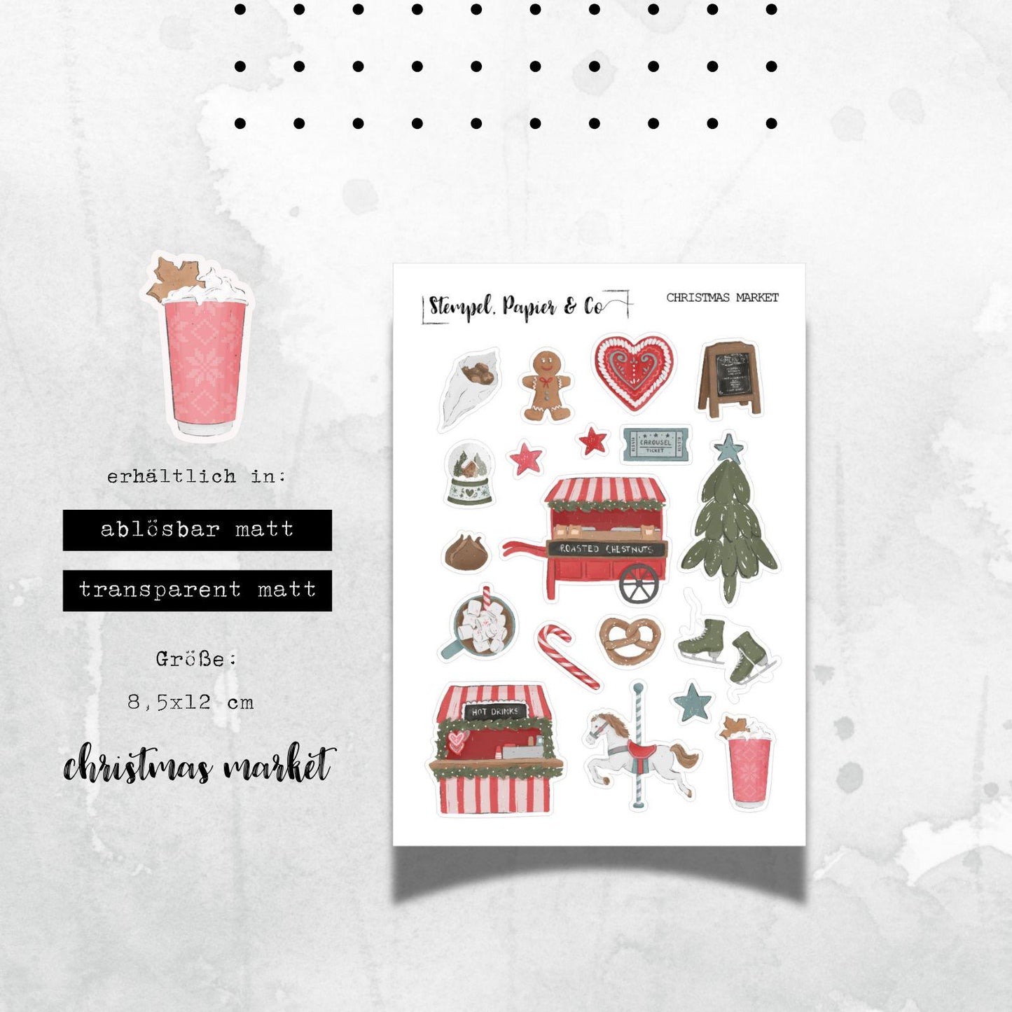 Stickerbogen 8,5x12 cm Weihnachtsmarkt Wintermarkt