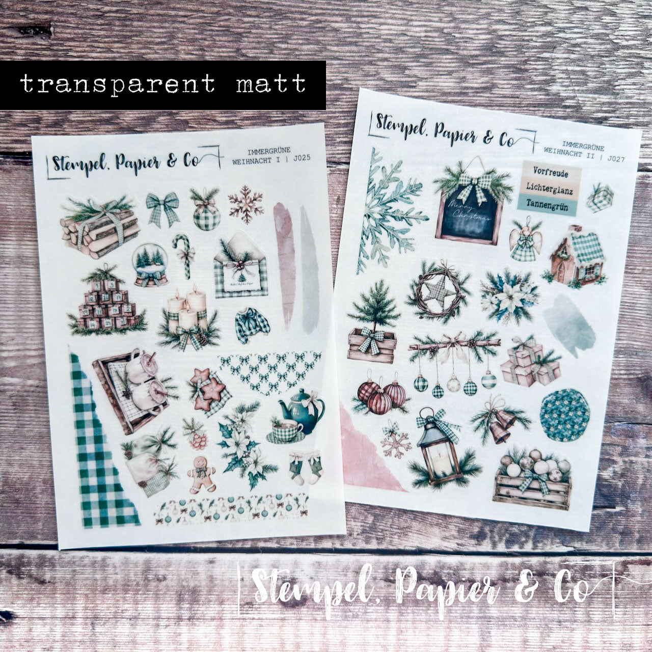 Stickerbogen Journaling "IMMERGRÜNE WEIHNNACHT" in zwei Varianten | 12x17 cm