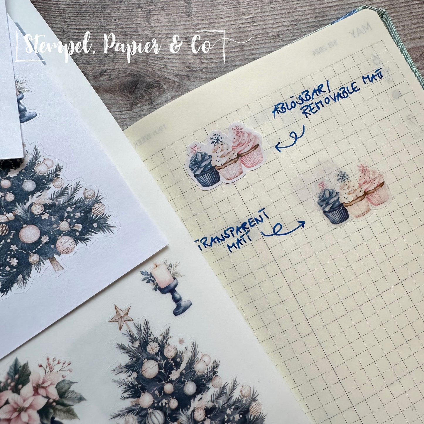 Stickerbögen "Indigo Christmas Journaling" | 12x17 cm