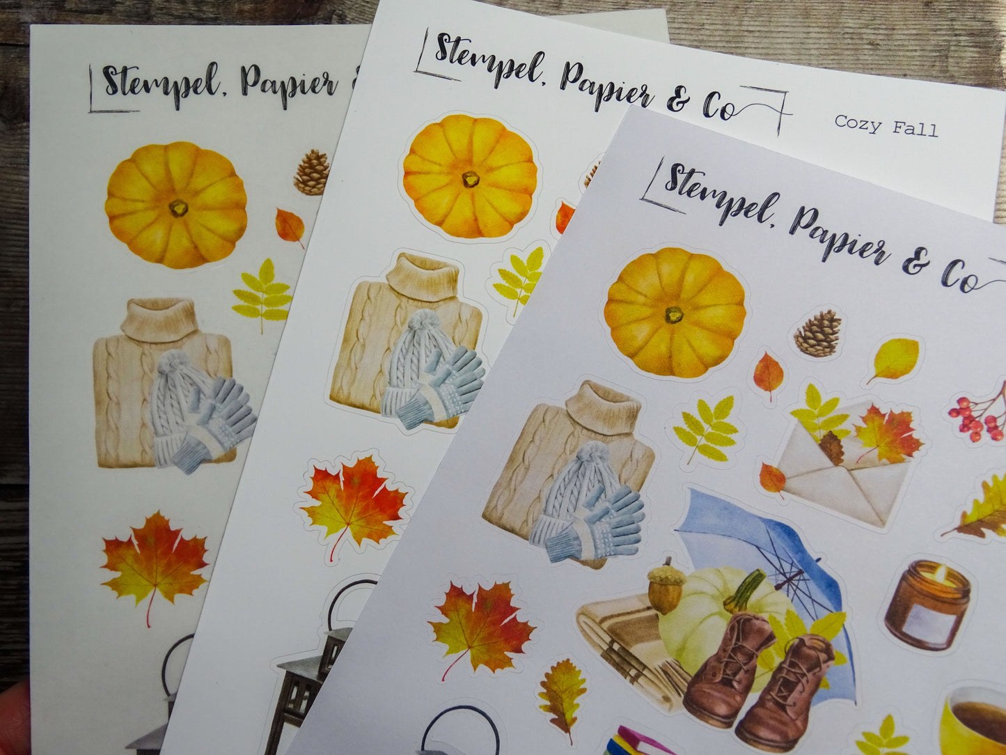 Stickerbogen Herbst, Kürbis, Kerzen | Sticker für Bullet Journal und Planer | Aquarell