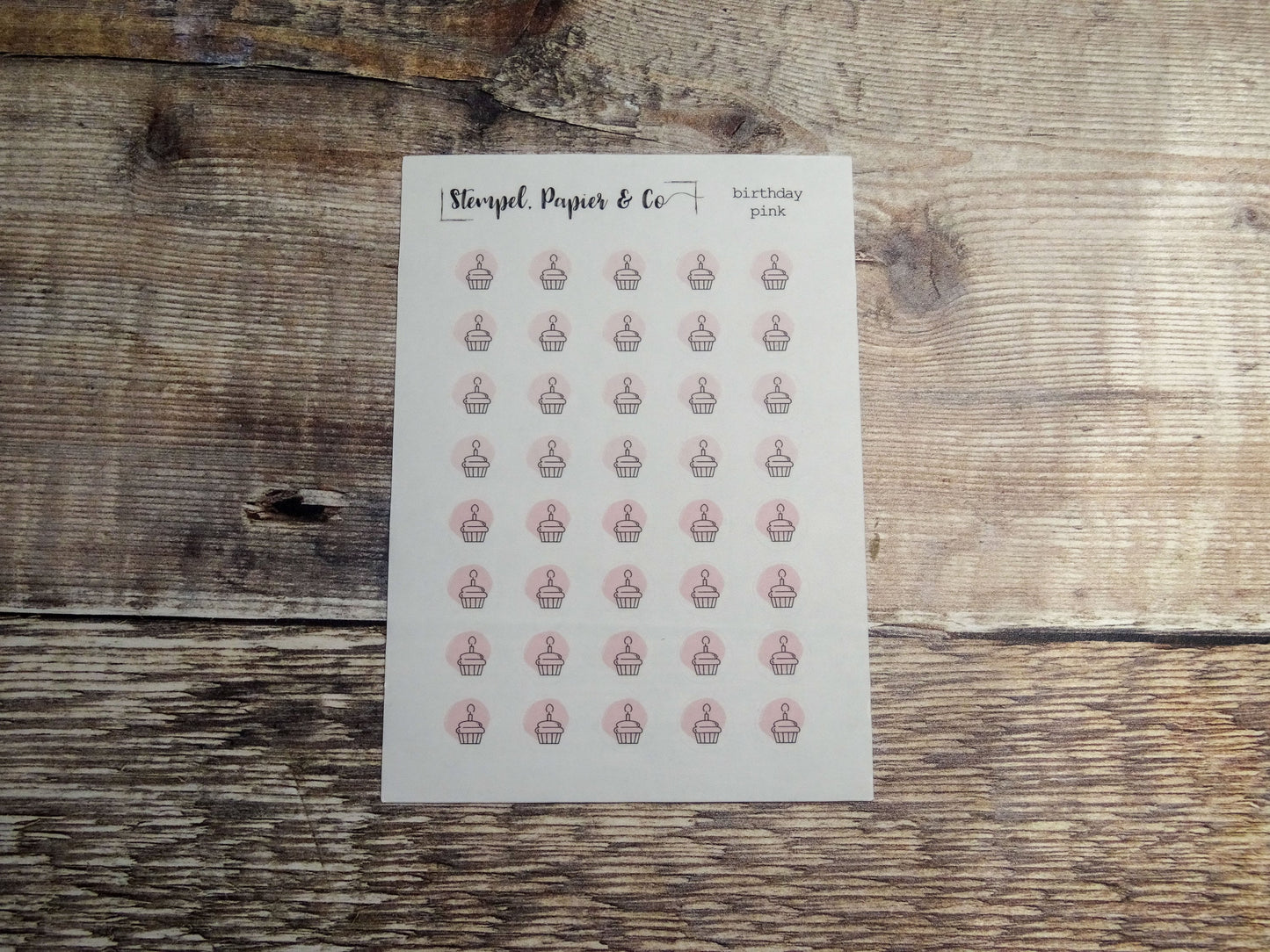 Stickerbogen Geburtstag Geburtstagstörtchen, kreisrunde Sticker transparent matt | Sticker für Bullet Journal, Planer und Kalender