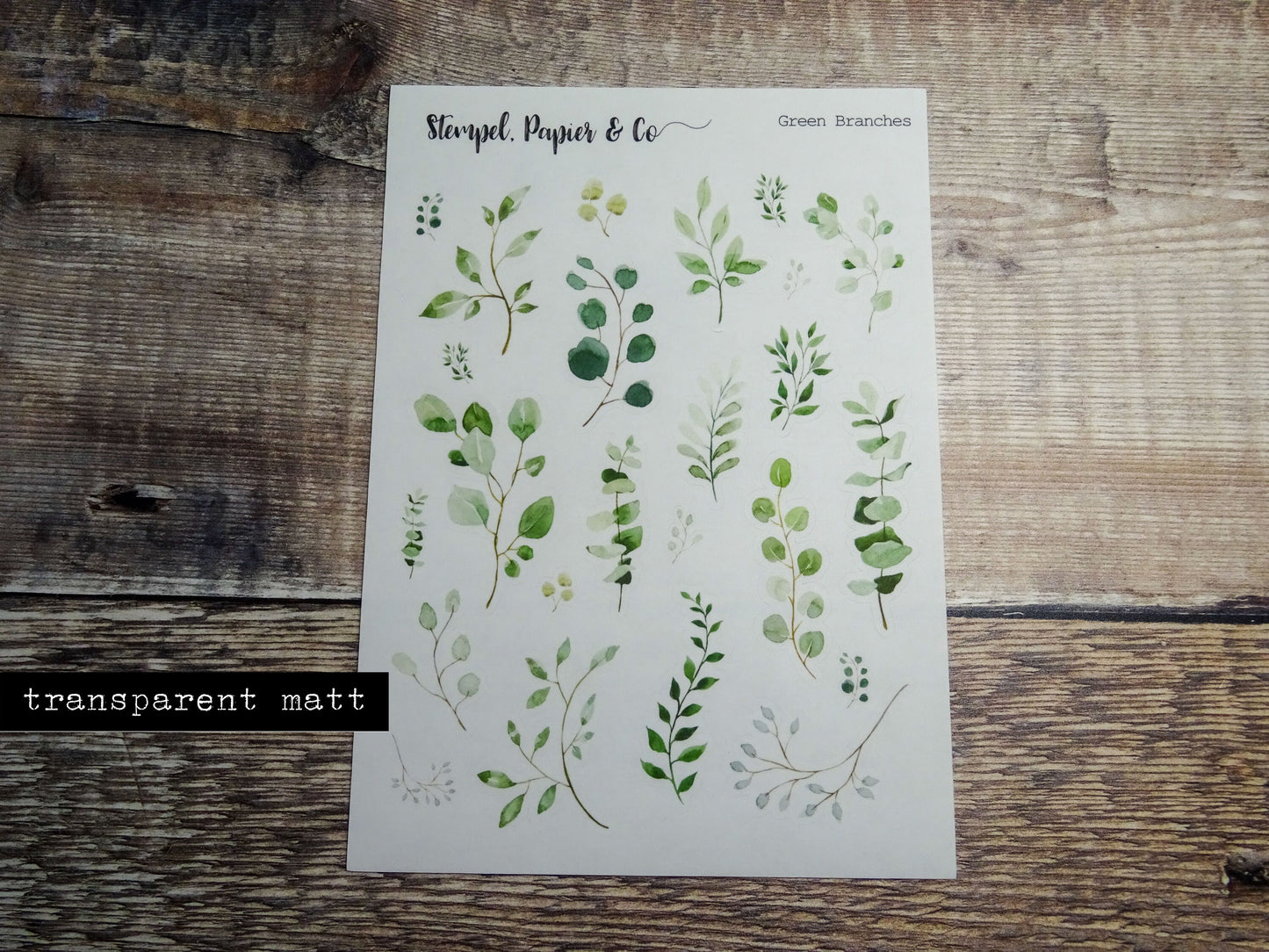 Stickerbogen Eukalyptus, grüne Zweige, einzeln ablösbare Sticker zum Dekorieren für Bullet Journal, Planer und Kalender