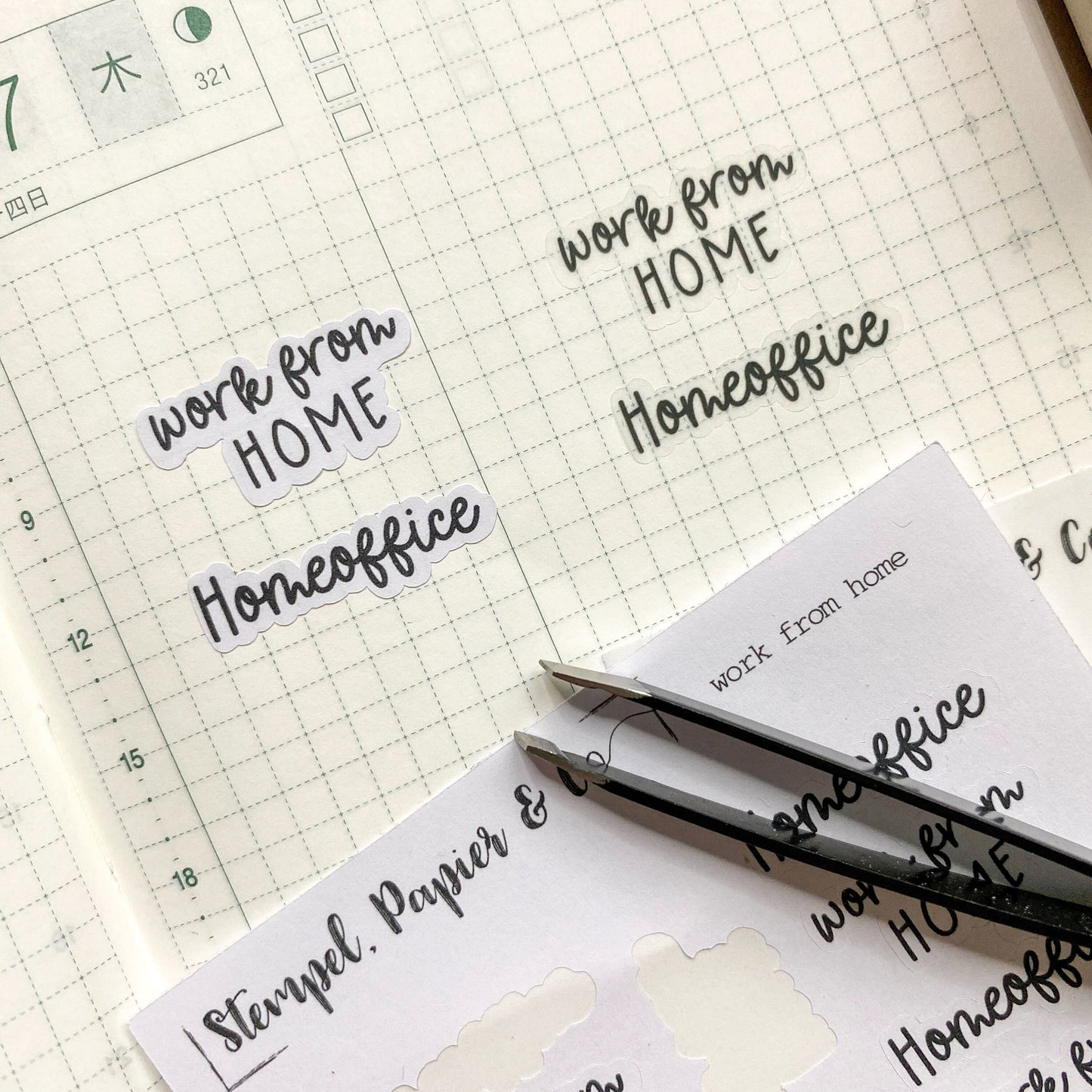 Stickerbogen "Homeoffice" , Arbeiten von zuhause, Arbeit, Büro | Sticker für Bullet Journal und Planer