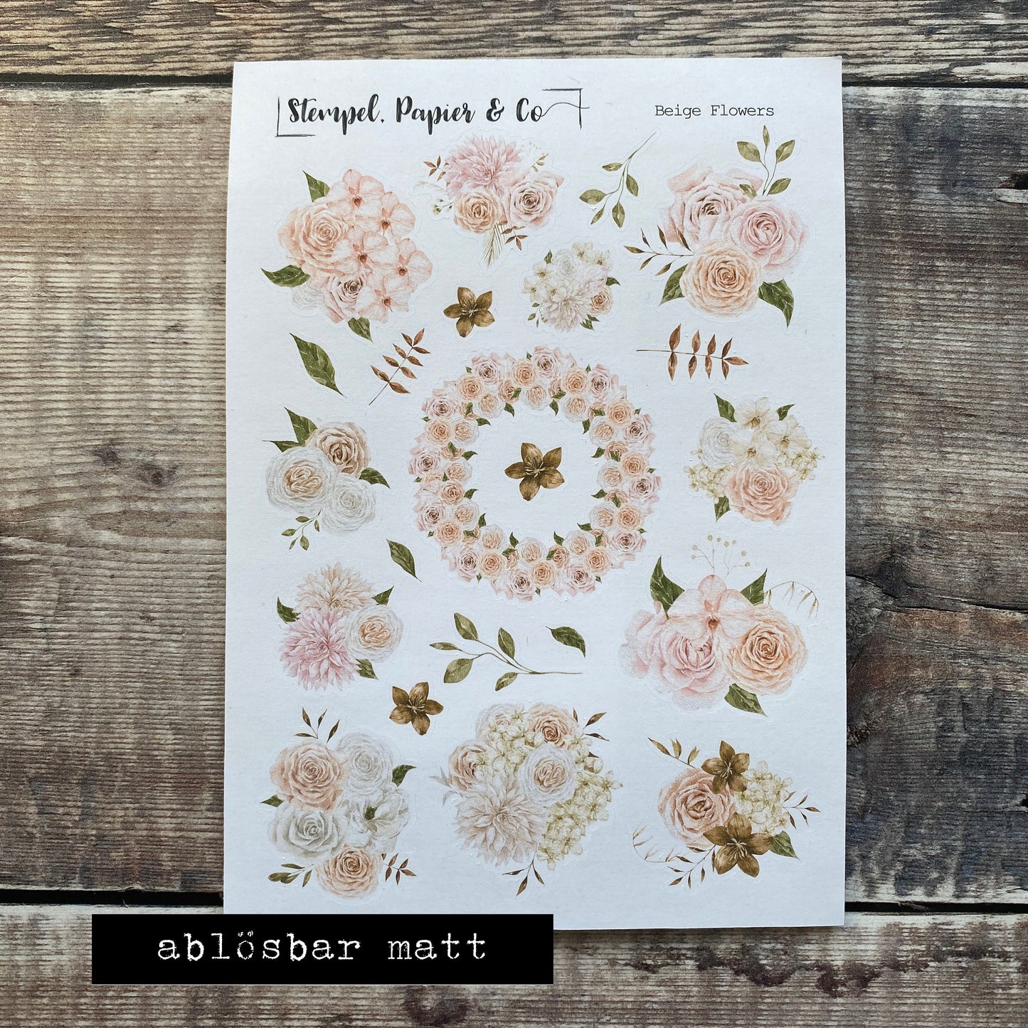 Stickerbogen Blumen, Blumenbouquets in beige, rosé | Sticker zur Dekoration im Bullet Journal, Planer und Kalender im Aquarellstil