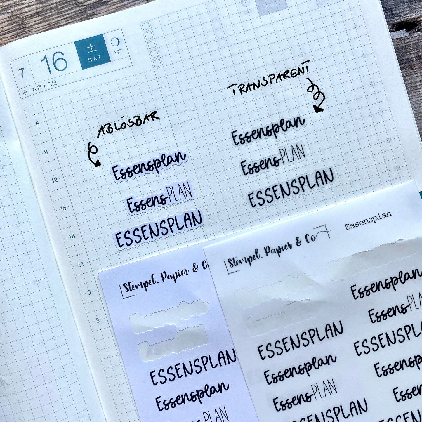 Stickerbogen "Essensplan", verschiedene Schriftzüge Essensplanung | Sticker für Bullet Journal, Planer und Kalender