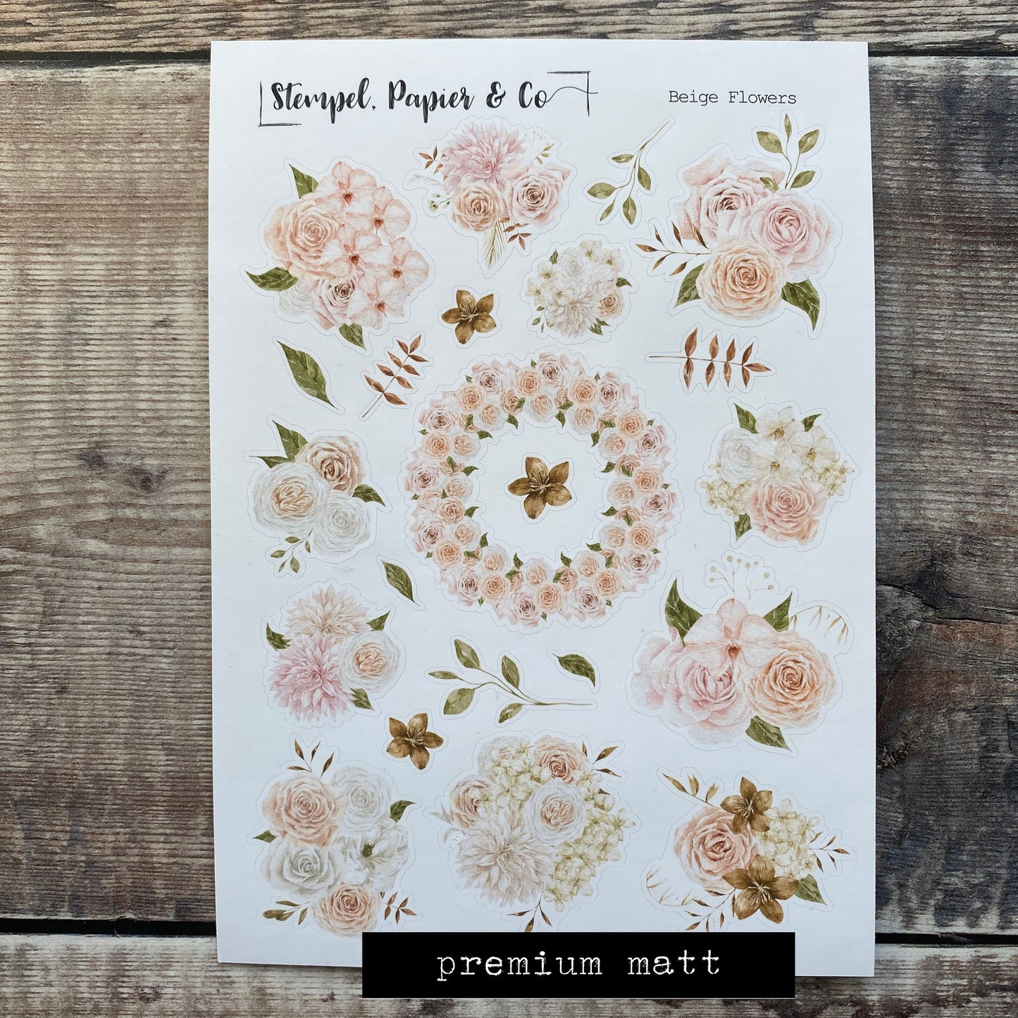 Stickerbogen Blumen, Blumenbouquets in beige, rosé | Sticker zur Dekoration im Bullet Journal, Planer und Kalender im Aquarellstil