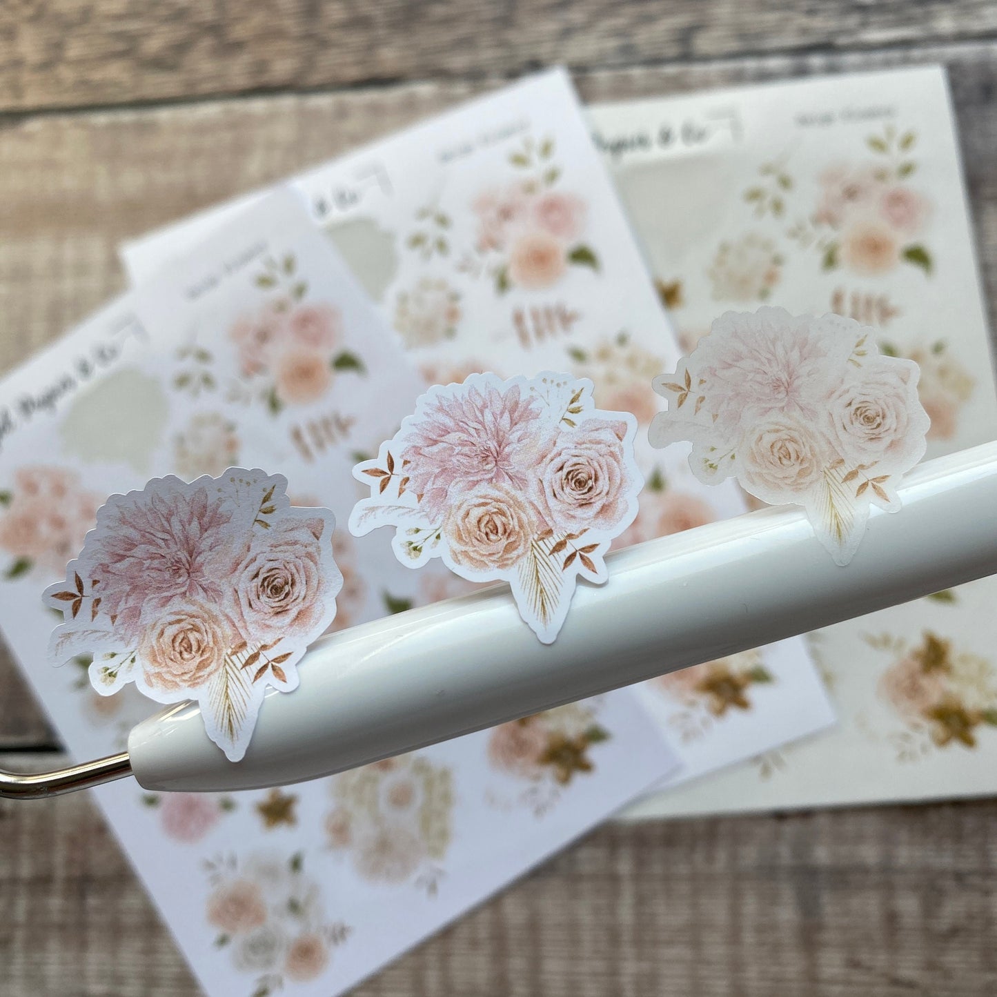 Stickerbogen Blumen, Blumenbouquets in beige, rosé | Sticker zur Dekoration im Bullet Journal, Planer und Kalender im Aquarellstil