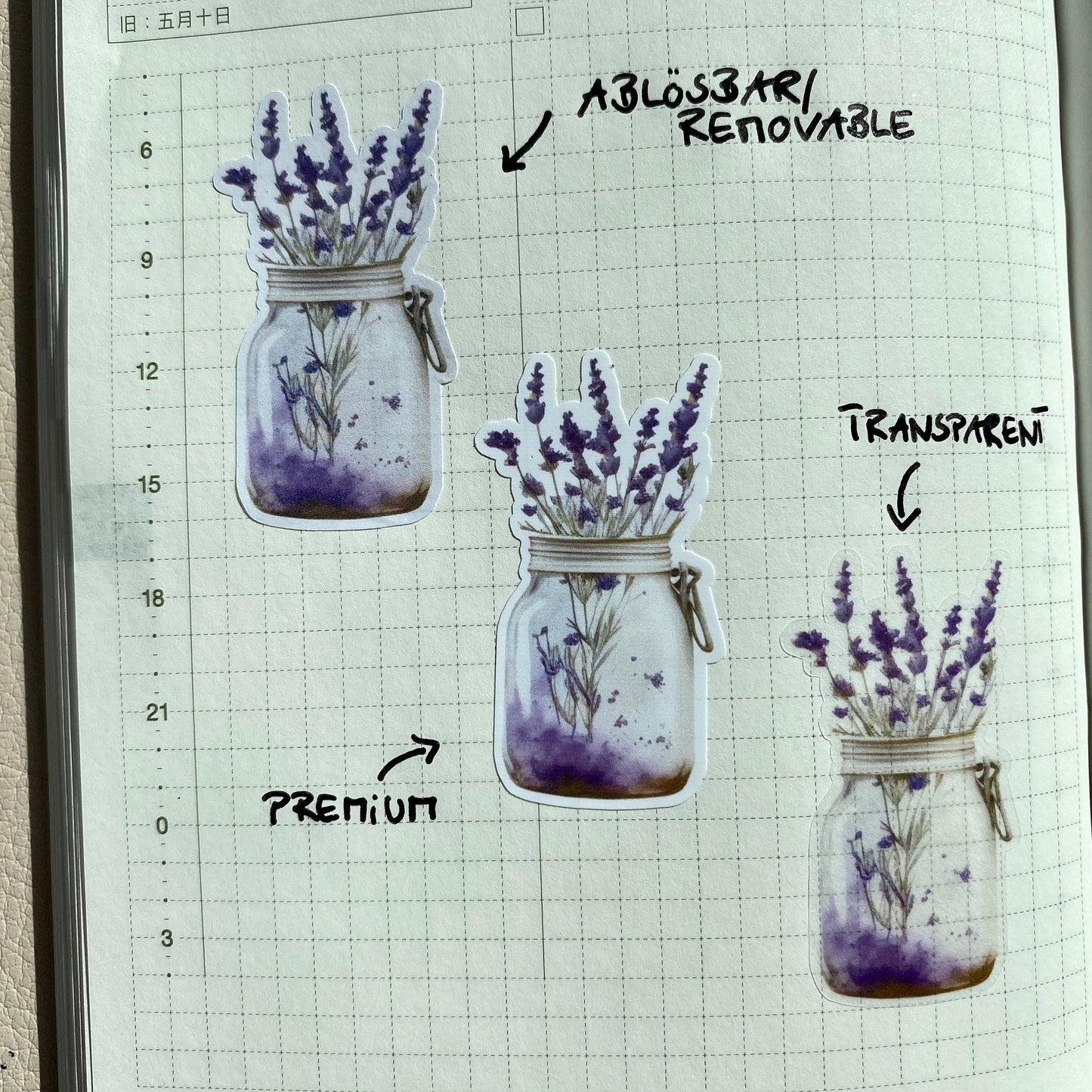 Stickerbogen Lavendel, Lavendelelemente, lila | Sticker zur Dekoration im Bullet Journal, Planer und Kalender im Aquarellstil