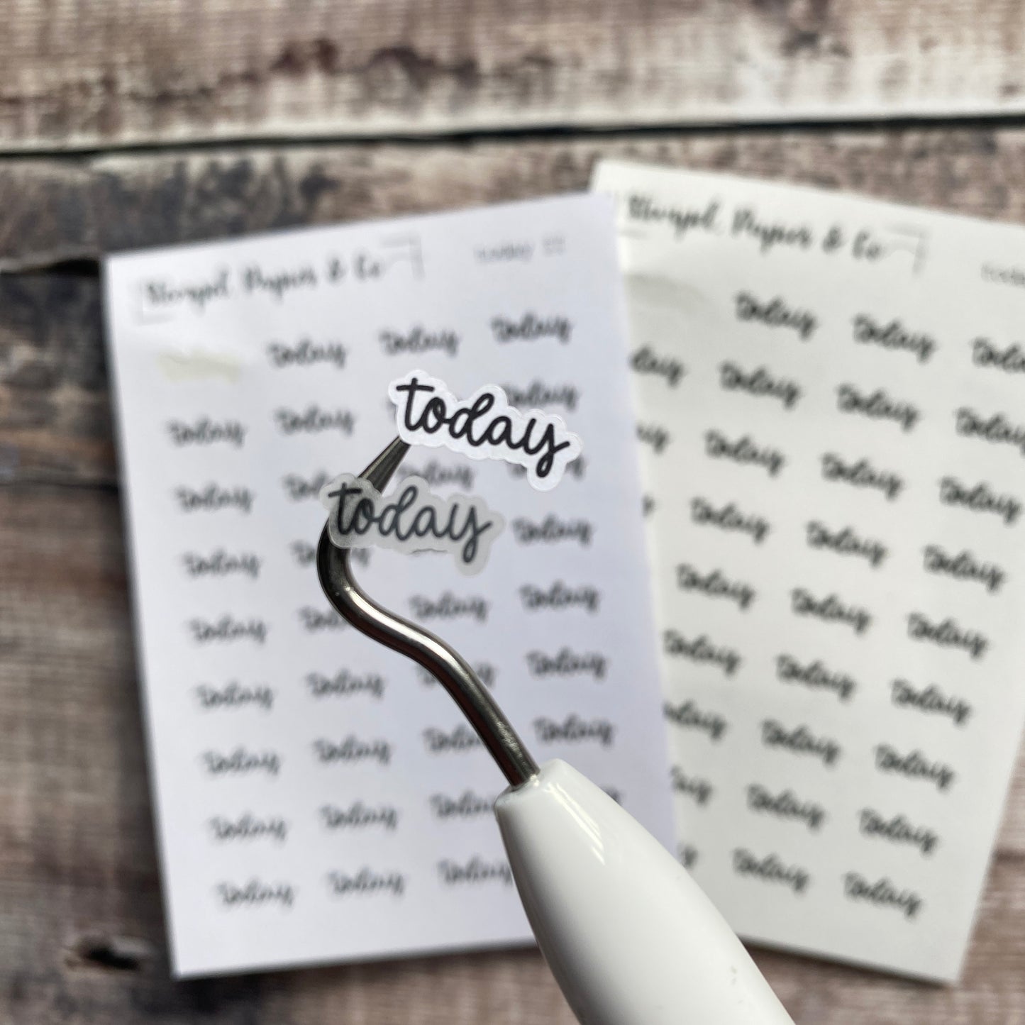 Stickerbogen mit Schriftzug "today" , heute in englisch, einzeln ablösbare Sticker für Bullet Journal, Planer und Kalender