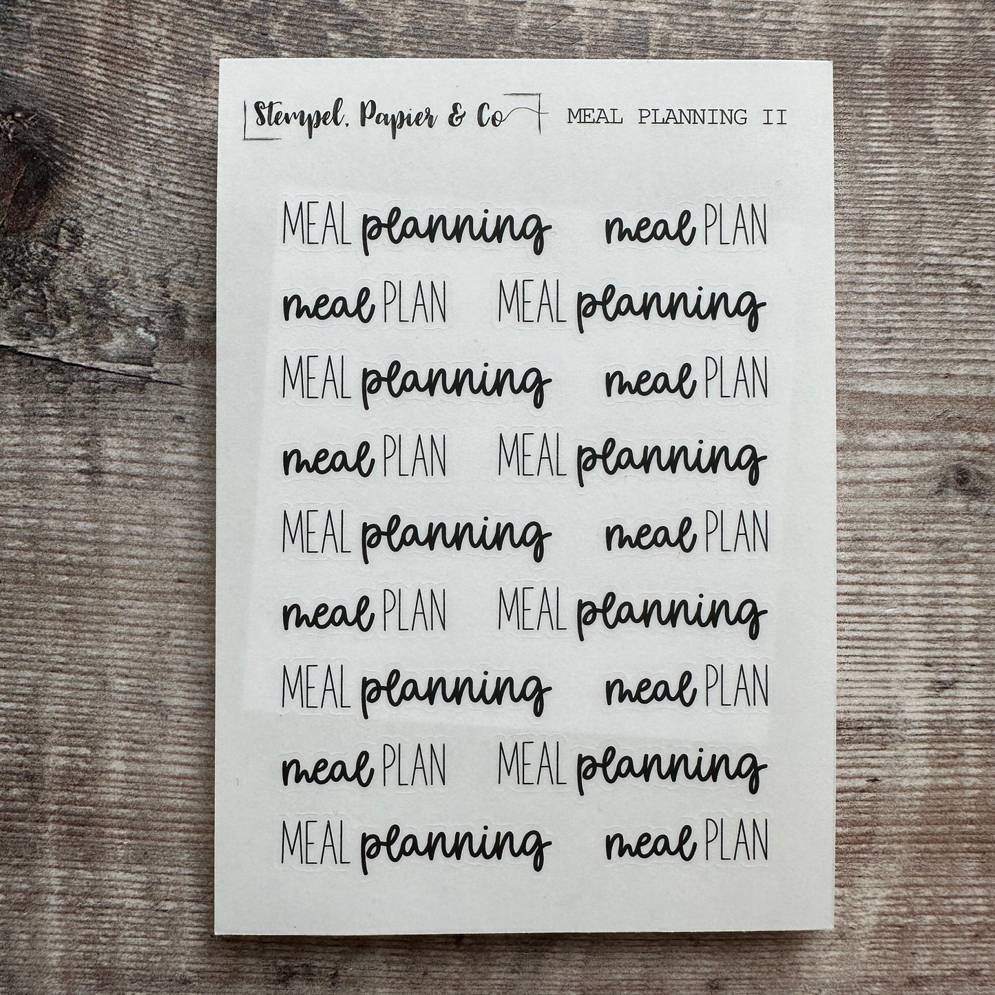 Stickerbogen "meal planning" , Essen Planung Mahlzeiten, einzeln ablösbare Schriftzüge Sticker für Bullet Journal, Planer und Kalender