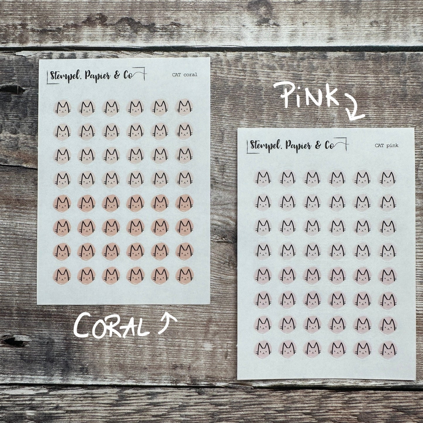 Stickerbogen Katzen - kreisrunde Sticker in transparent matt für Bullet Journal, Planer und Kalender