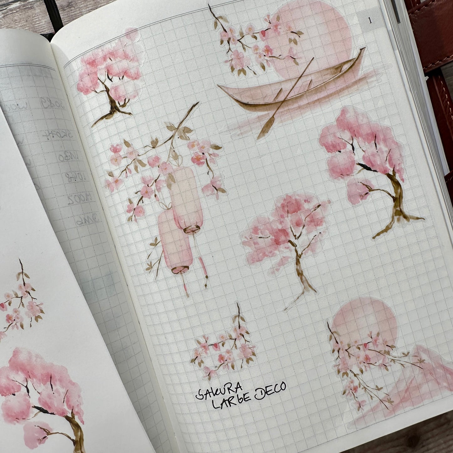 Stickerbogen mit Kirschblüten, Sakura, einzeln ablösbare Stickern zum Dekorieren im Bullet Journal, Planer und Kalender