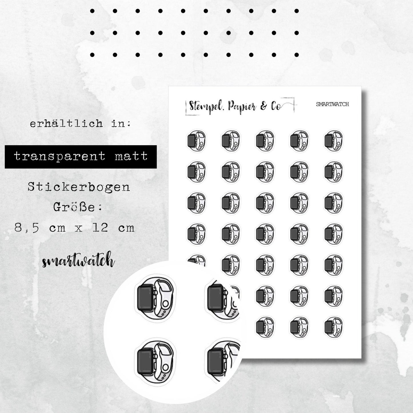 Smartwatch Aufkleber auf einem Stickerbogen