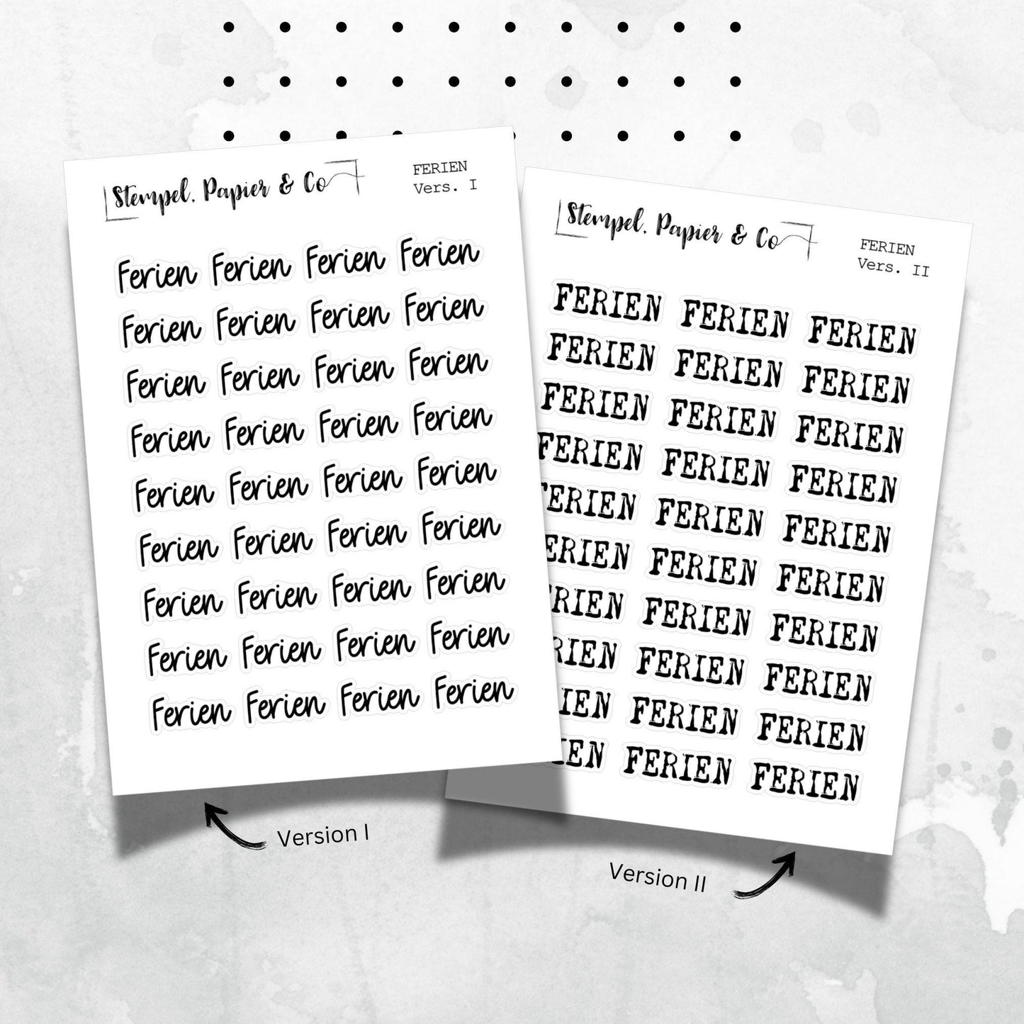 Stickerbogen mit Schriftzügen "Ferien" | 8,5x12 cm