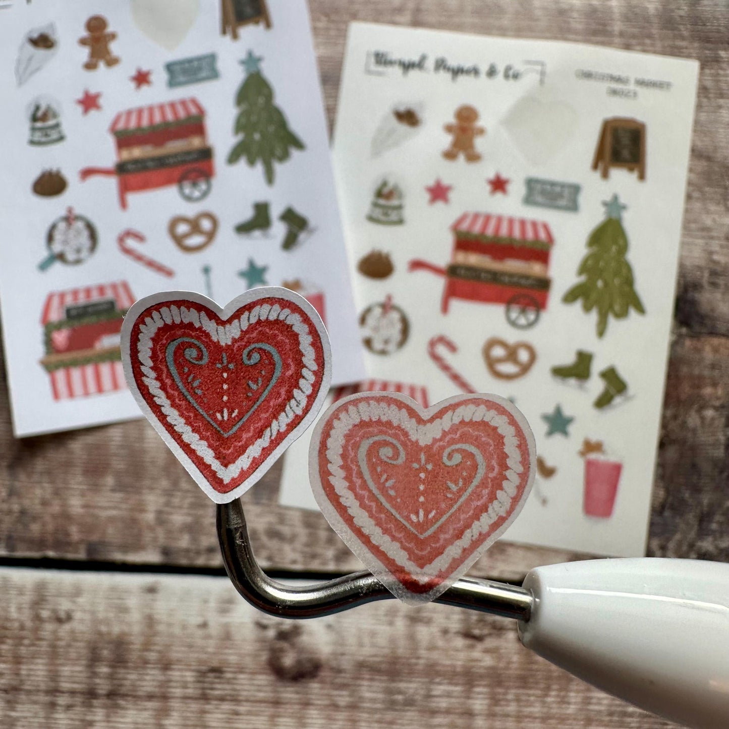kleiner Stickerbogen mit Motiven von Weihnachtsmarkt, Wintermarkt, einzeln ablösbare Sticker zum Dekorieren für Bullet Journal, Kalender