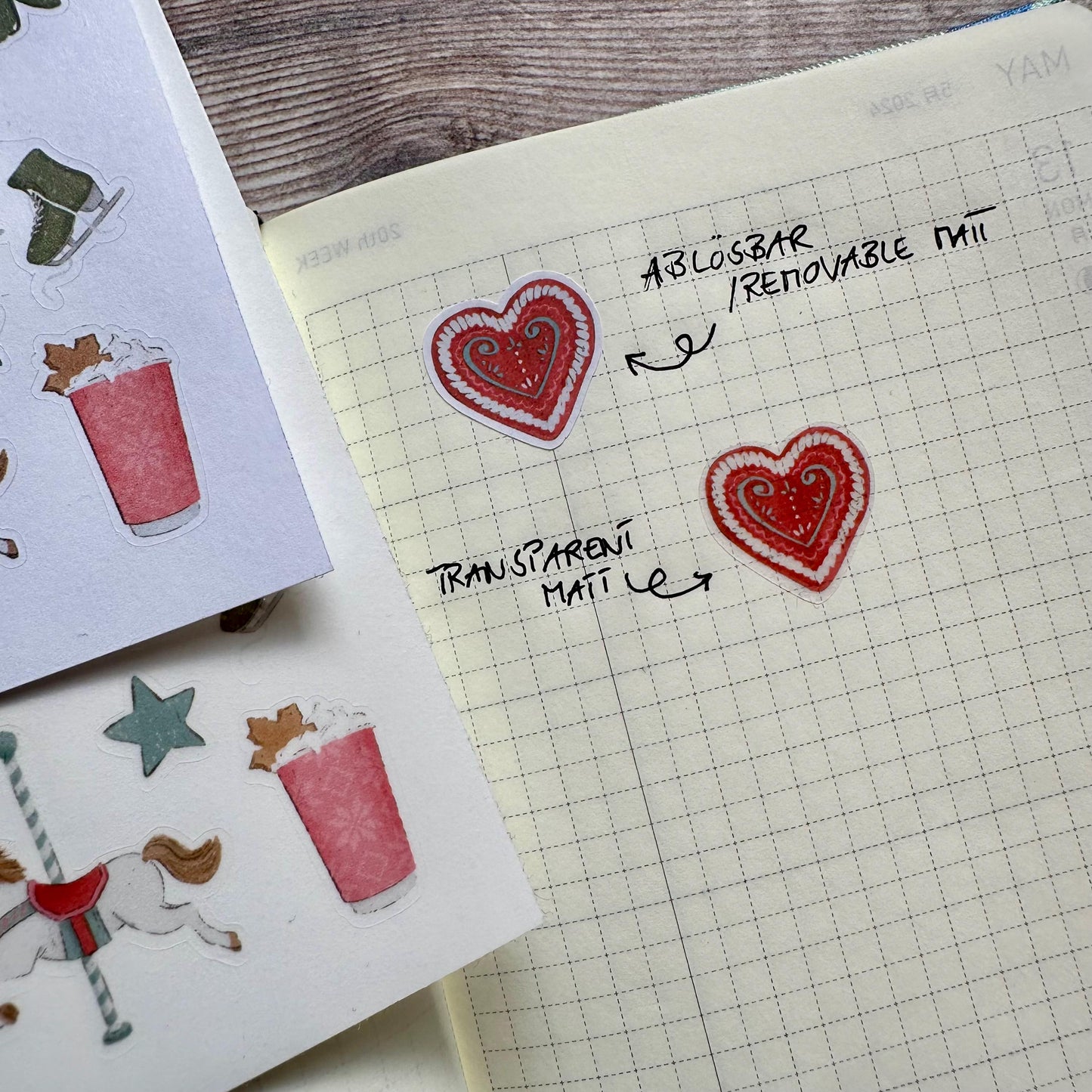 kleiner Stickerbogen mit Motiven von Weihnachtsmarkt, Wintermarkt, einzeln ablösbare Sticker zum Dekorieren für Bullet Journal, Kalender