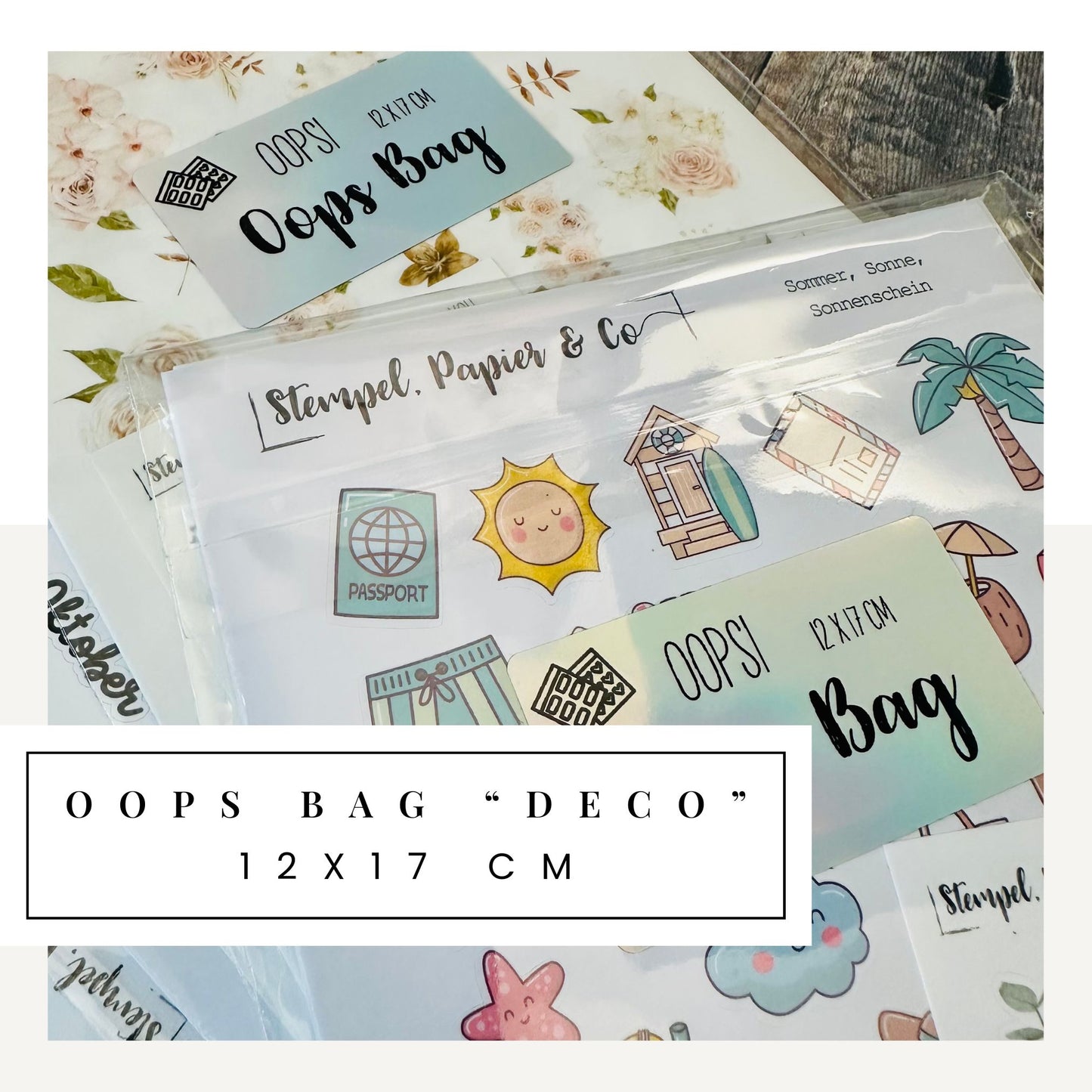 Oops Tüte mit dekorativen Stickerbögen | 12x17 cm