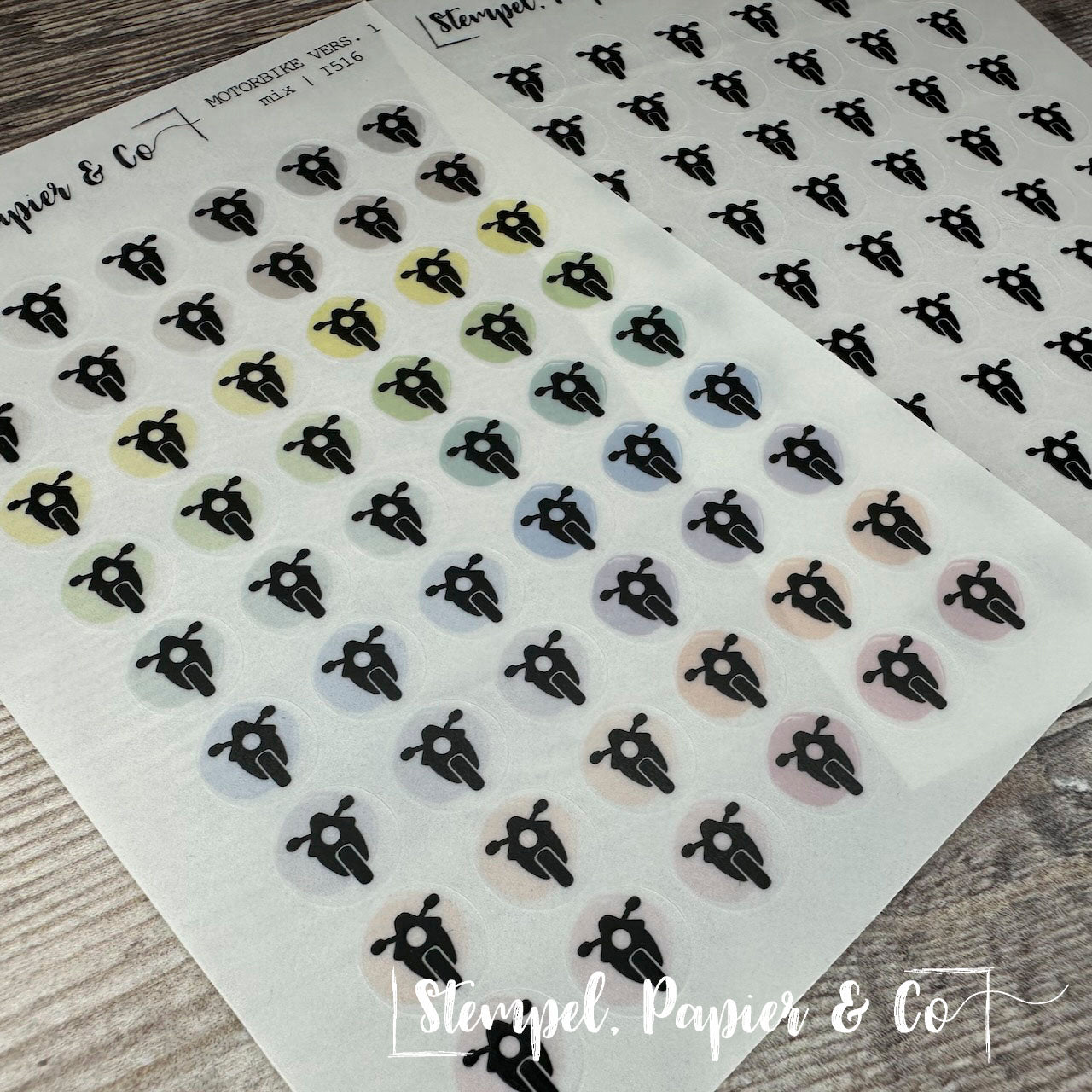 Stickerbogen "MOTORBIKE" in zwei Versionen | 8,5x12 cm | transparent matt