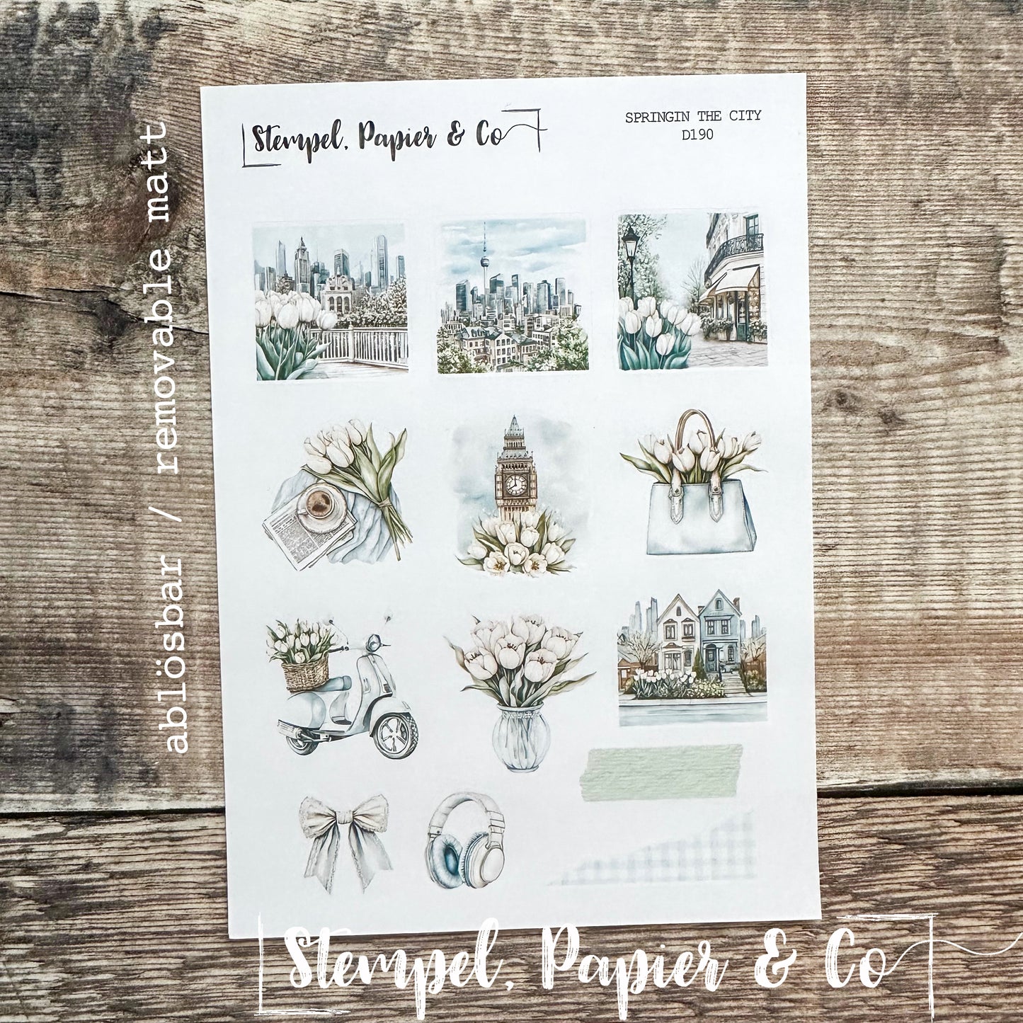 Stickerbogen "SPRING IN  THE CITY" | 12x17 cm