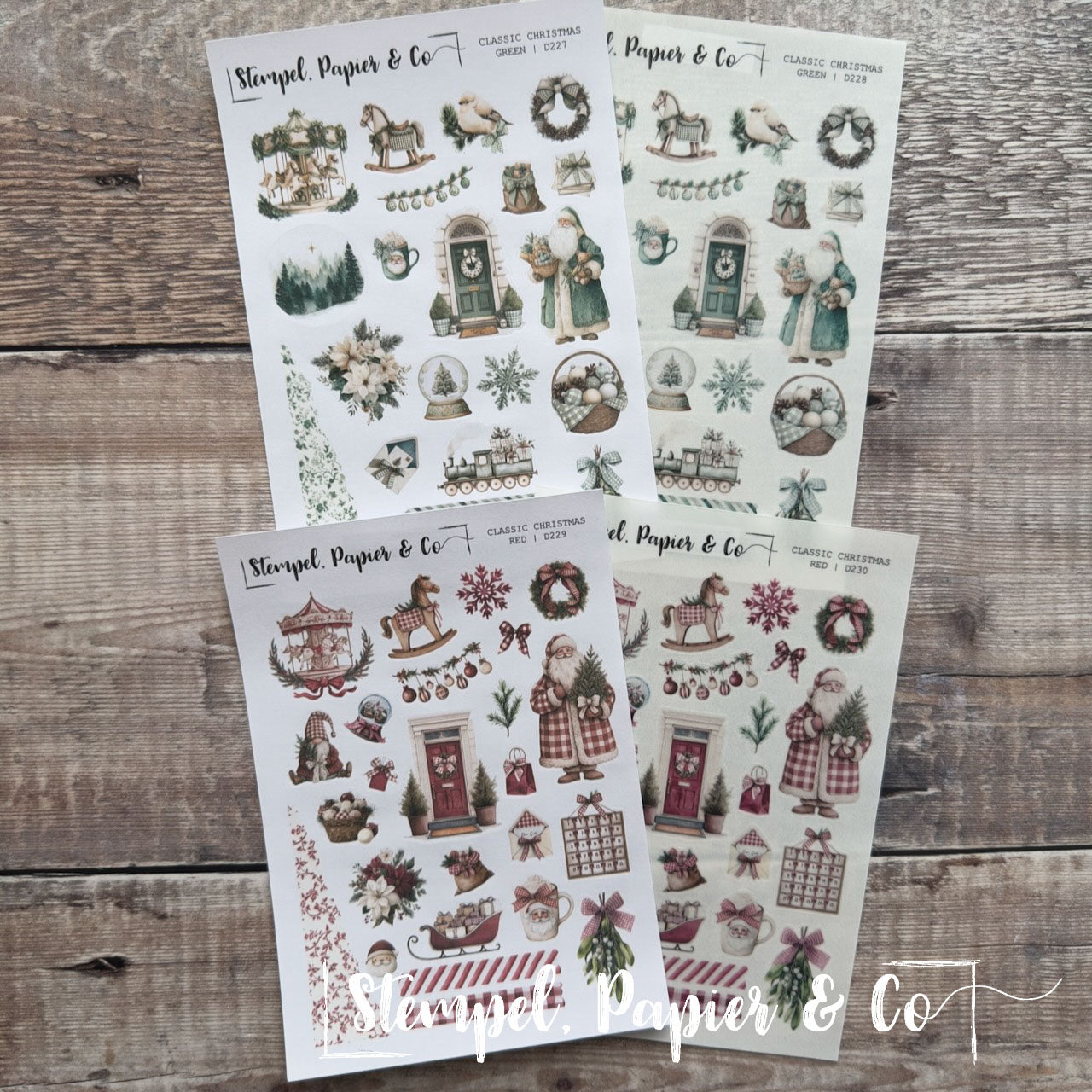 Stickerbogen "CLASSIC CHRISTMAS" red & green | 12x17 cm | zwei Varianten