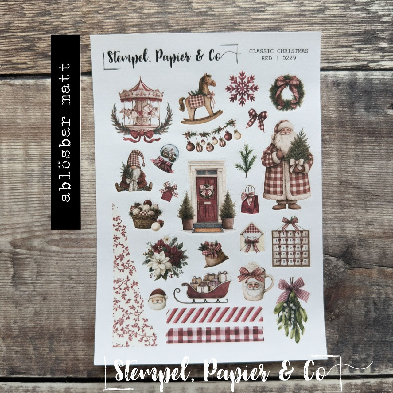 Stickerbogen "CLASSIC CHRISTMAS" red & green | 12x17 cm | zwei Varianten