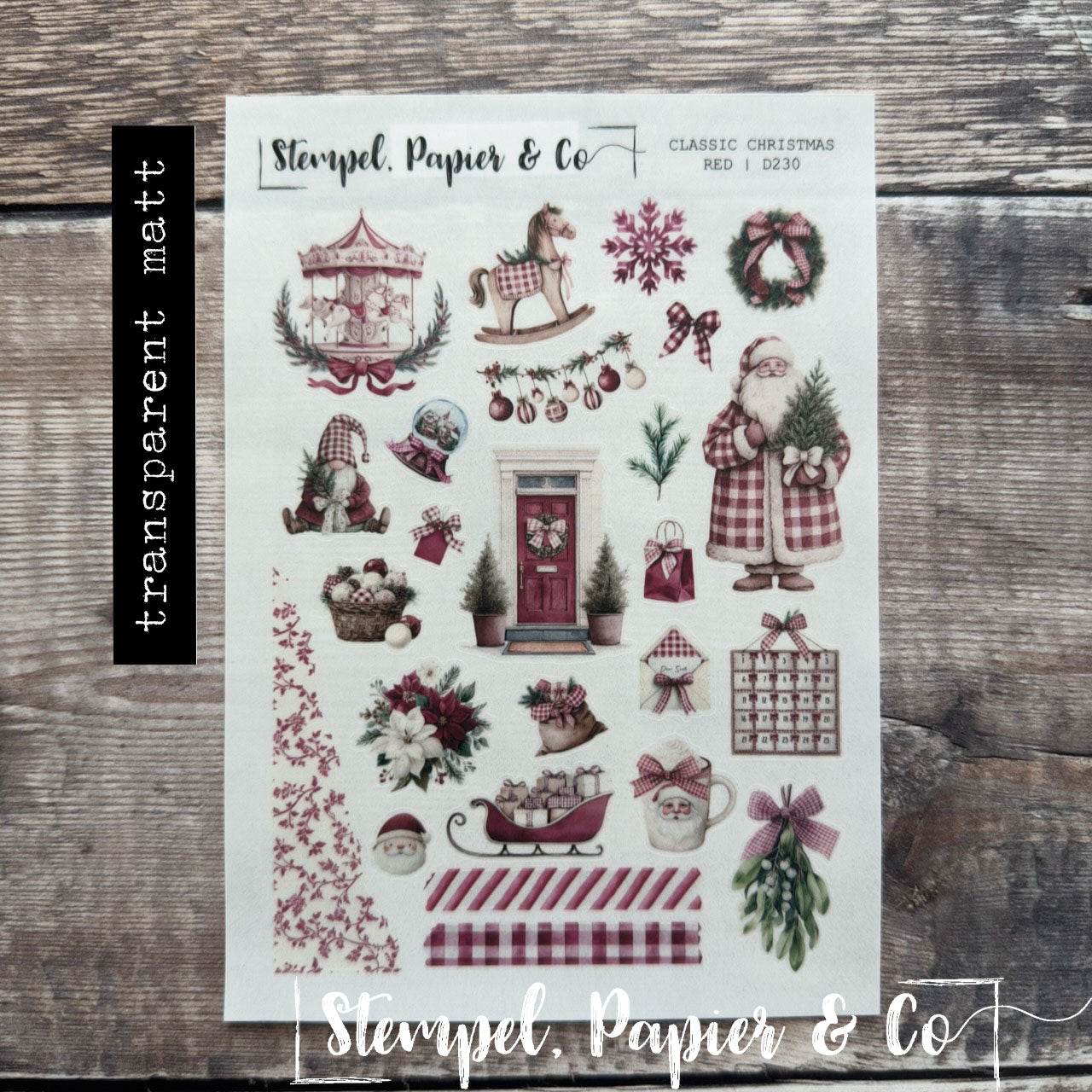Stickerbogen "CLASSIC CHRISTMAS" red & green | 12x17 cm | zwei Varianten