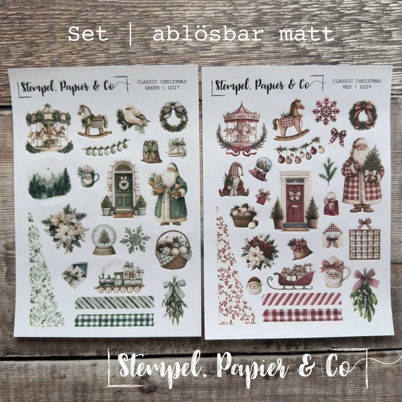 Stickerbogen "CLASSIC CHRISTMAS" red & green | 12x17 cm | zwei Varianten