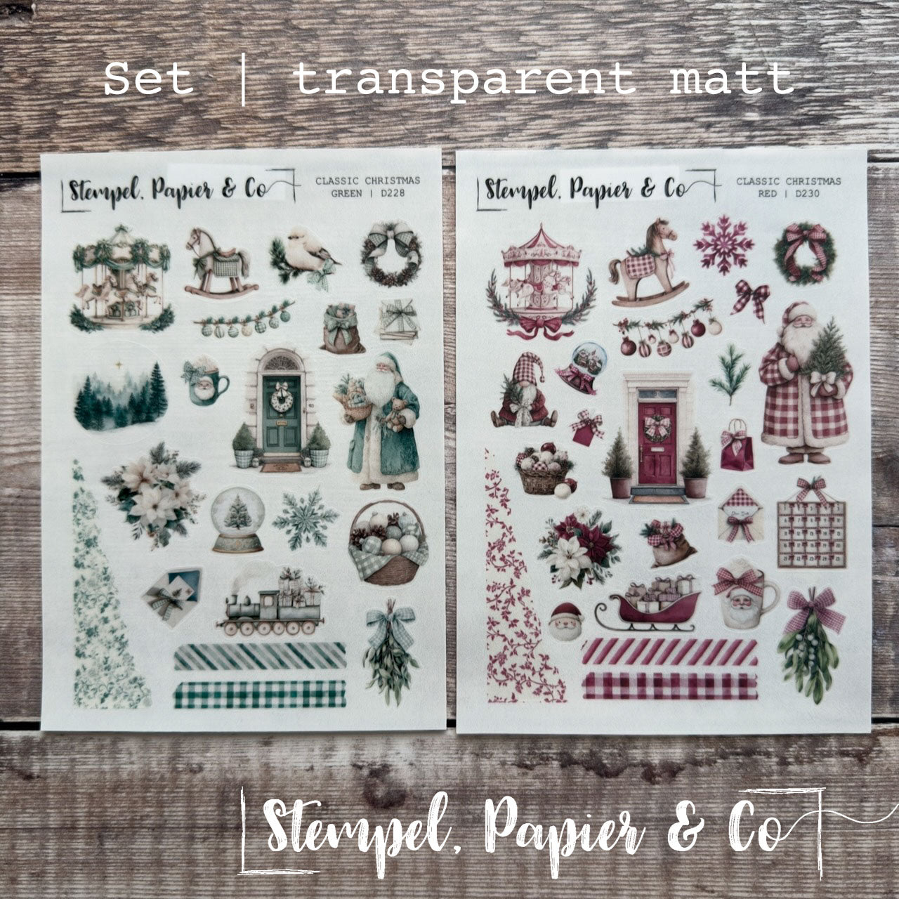 Stickerbogen "CLASSIC CHRISTMAS" red & green | 12x17 cm | zwei Varianten