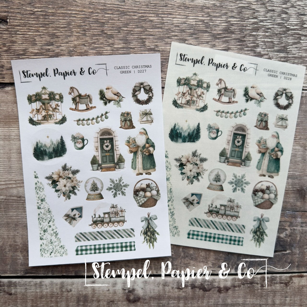 Stickerbogen "CLASSIC CHRISTMAS" red & green | 12x17 cm | zwei Varianten