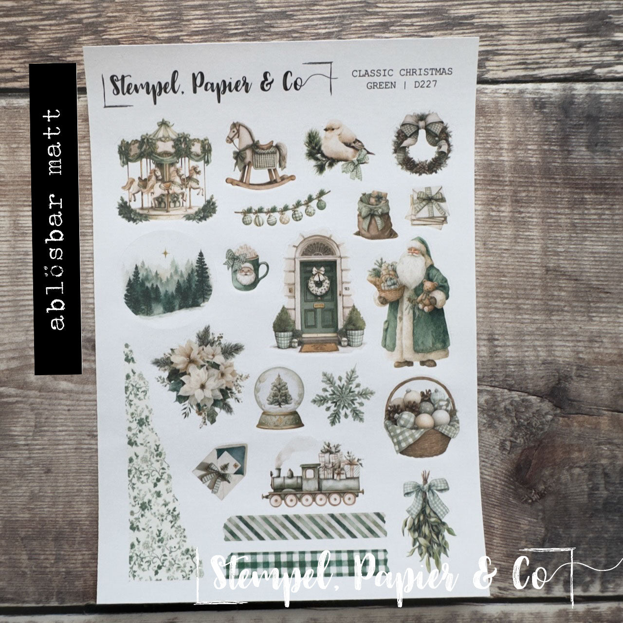 Stickerbogen "CLASSIC CHRISTMAS" red & green | 12x17 cm | zwei Varianten