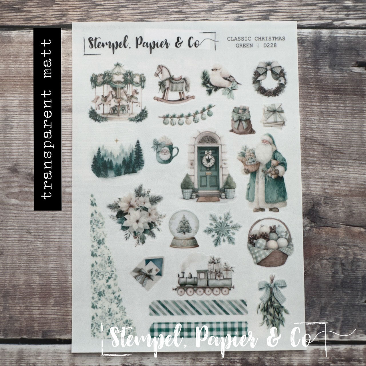 Stickerbogen "CLASSIC CHRISTMAS" red & green | 12x17 cm | zwei Varianten