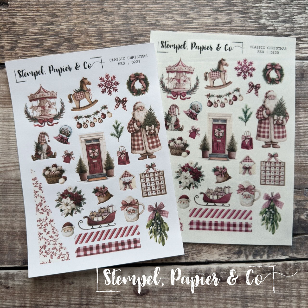 Stickerbogen "CLASSIC CHRISTMAS" red & green | 12x17 cm | zwei Varianten