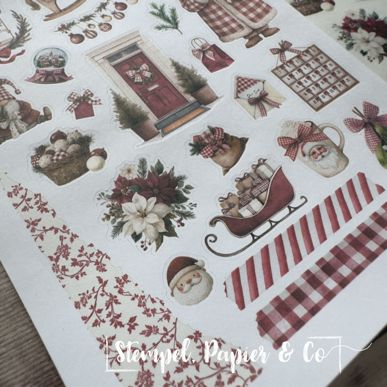 Stickerbogen "CLASSIC CHRISTMAS" red & green | 12x17 cm | zwei Varianten