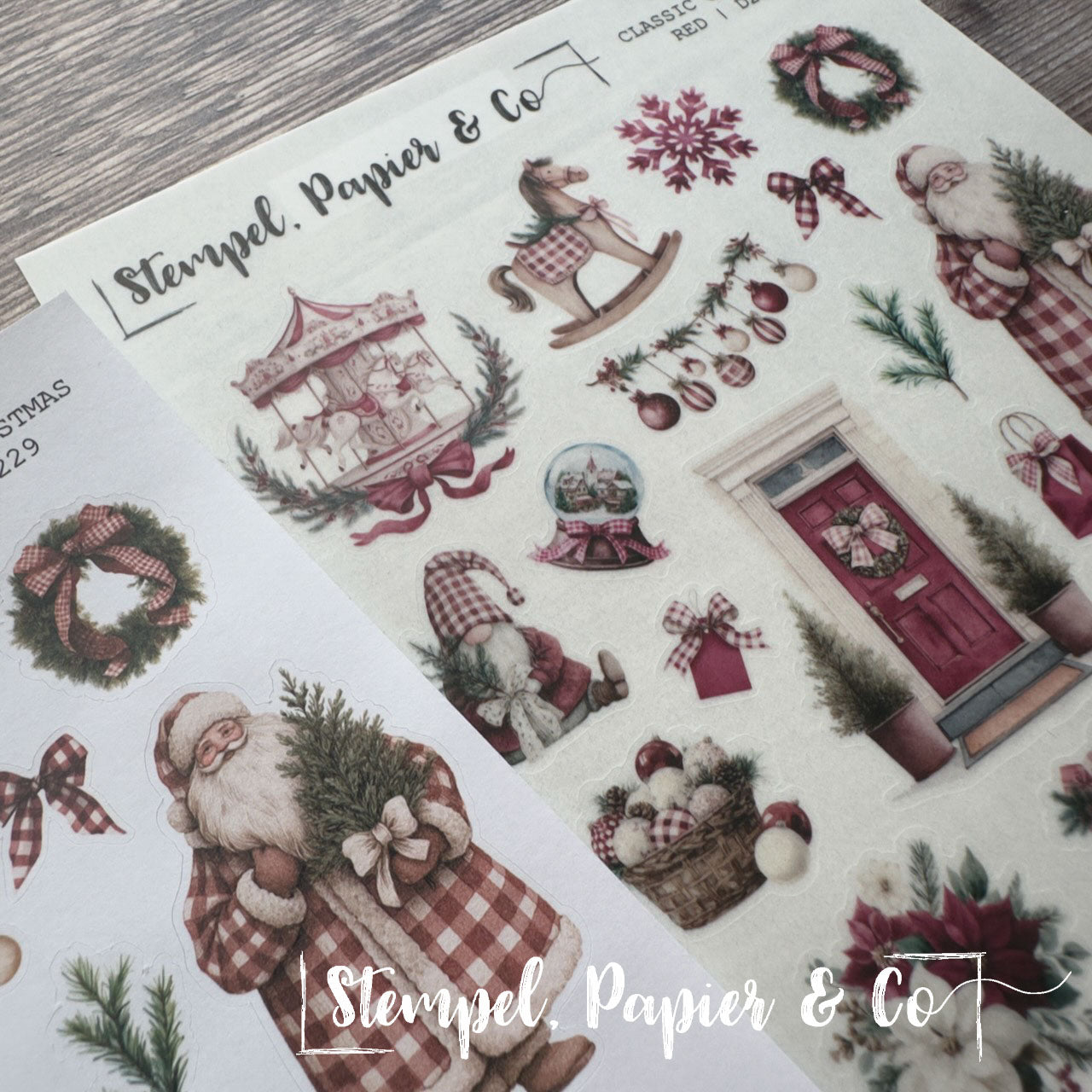 Stickerbogen "CLASSIC CHRISTMAS" red & green | 12x17 cm | zwei Varianten