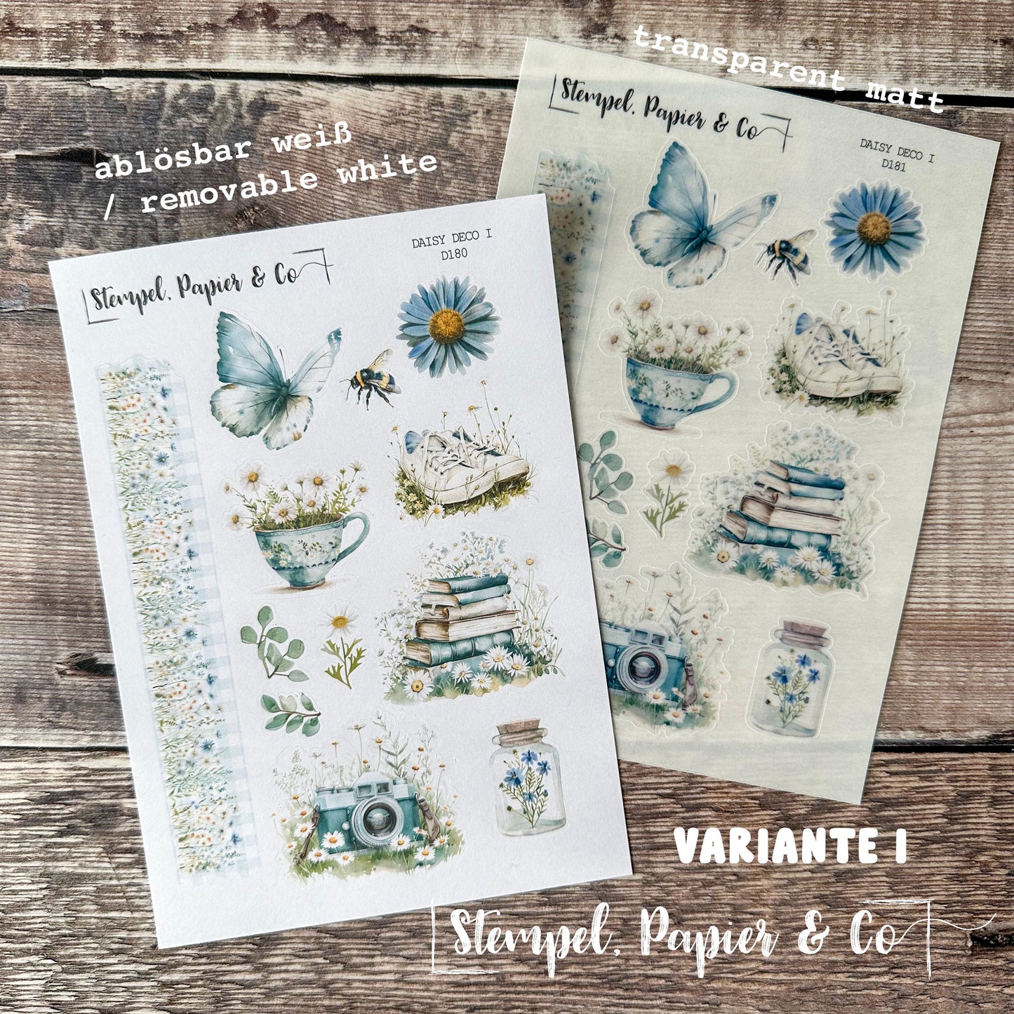 Stickerbogen "DAISY DECO" 12x17 cm | in zwei verschiedene Varianten sowie als Set