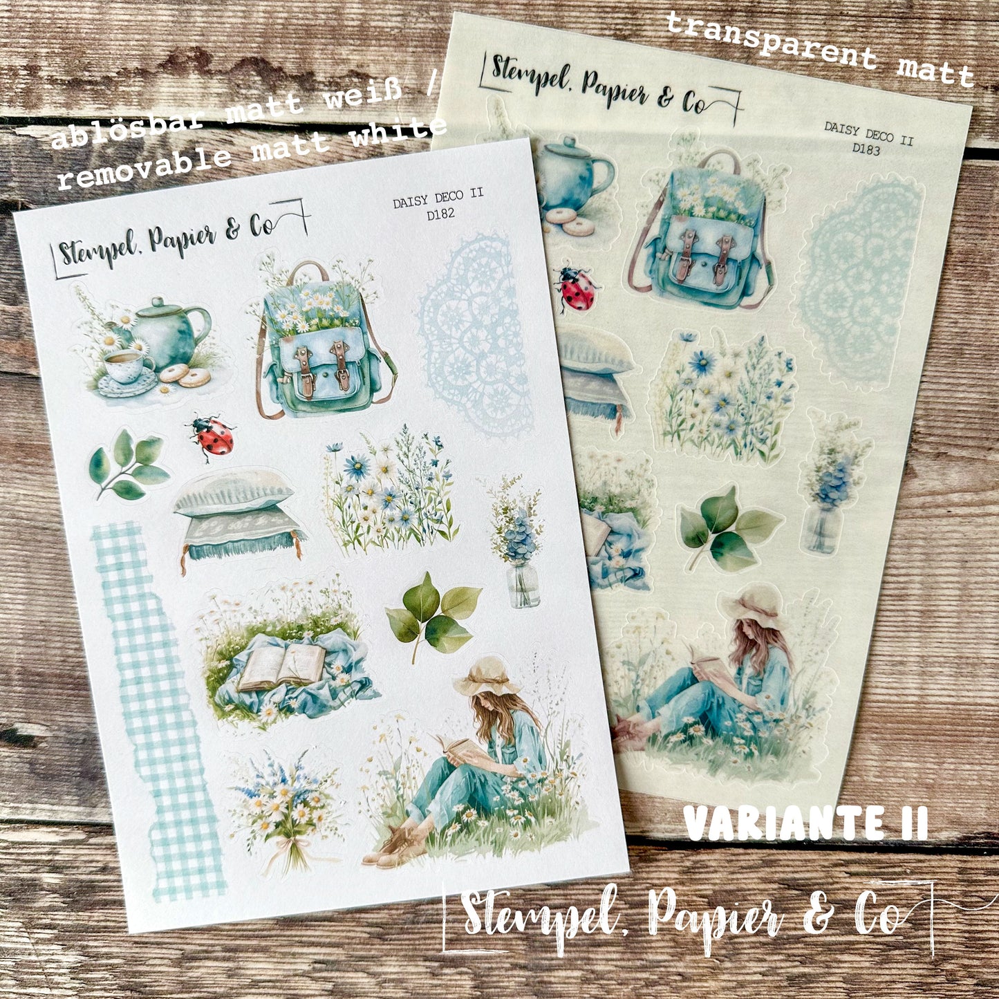 Stickerbogen "DAISY DECO" 12x17 cm | in zwei verschiedene Varianten sowie als Set
