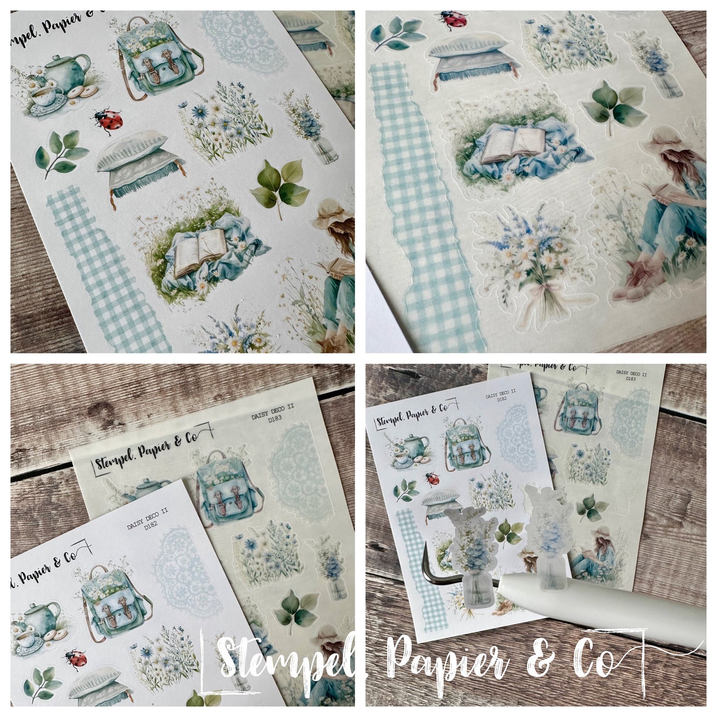 Stickerbogen "DAISY DECO" 12x17 cm | in zwei verschiedene Varianten sowie als Set