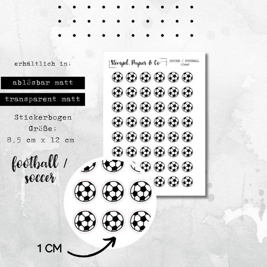Stickerbogen Fußball - kreisrunde Sticker in transparent matt für Bullet Journal, Planer und Kalender