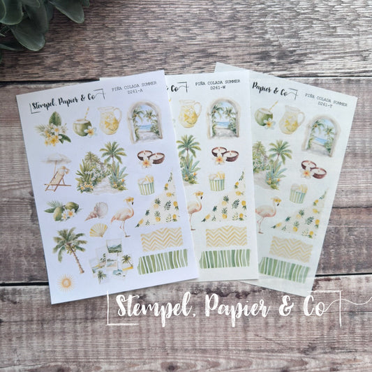 Stickerbogen "PINA COLADA SUMMER" | 12x17 cm