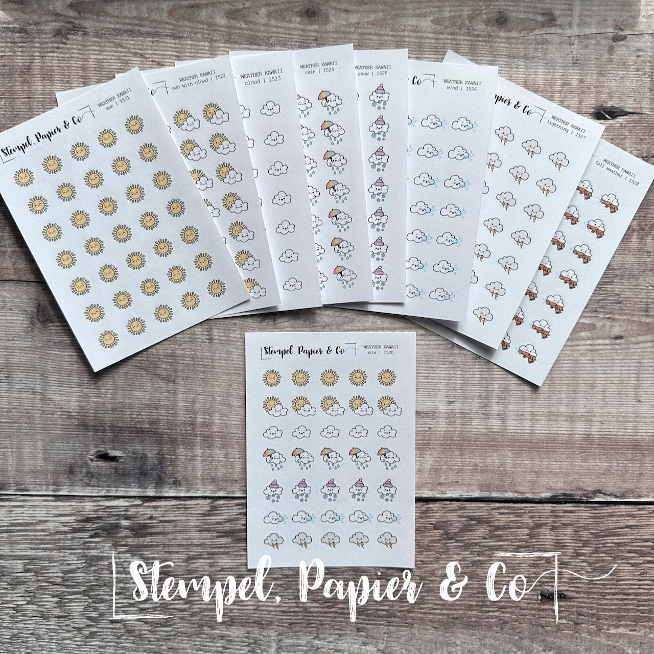 Stickerbogen "WEATHER KAWAII" | verschiedene Wettersymbole | gemischt, einzeln oder als Set erhältlich | 8,5x12 cm