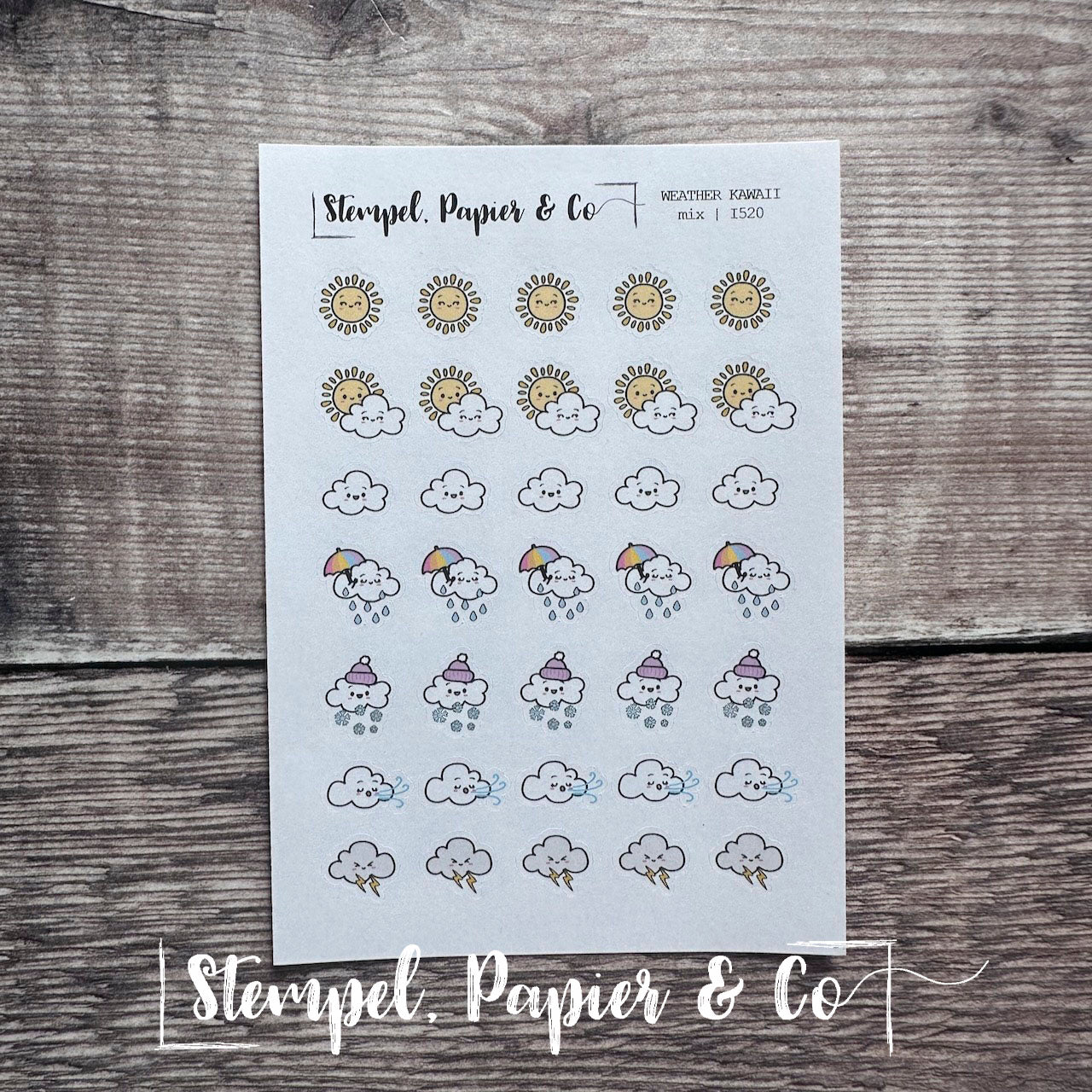 Stickerbogen "WEATHER KAWAII" | verschiedene Wettersymbole | gemischt, einzeln oder als Set erhältlich | 8,5x12 cm