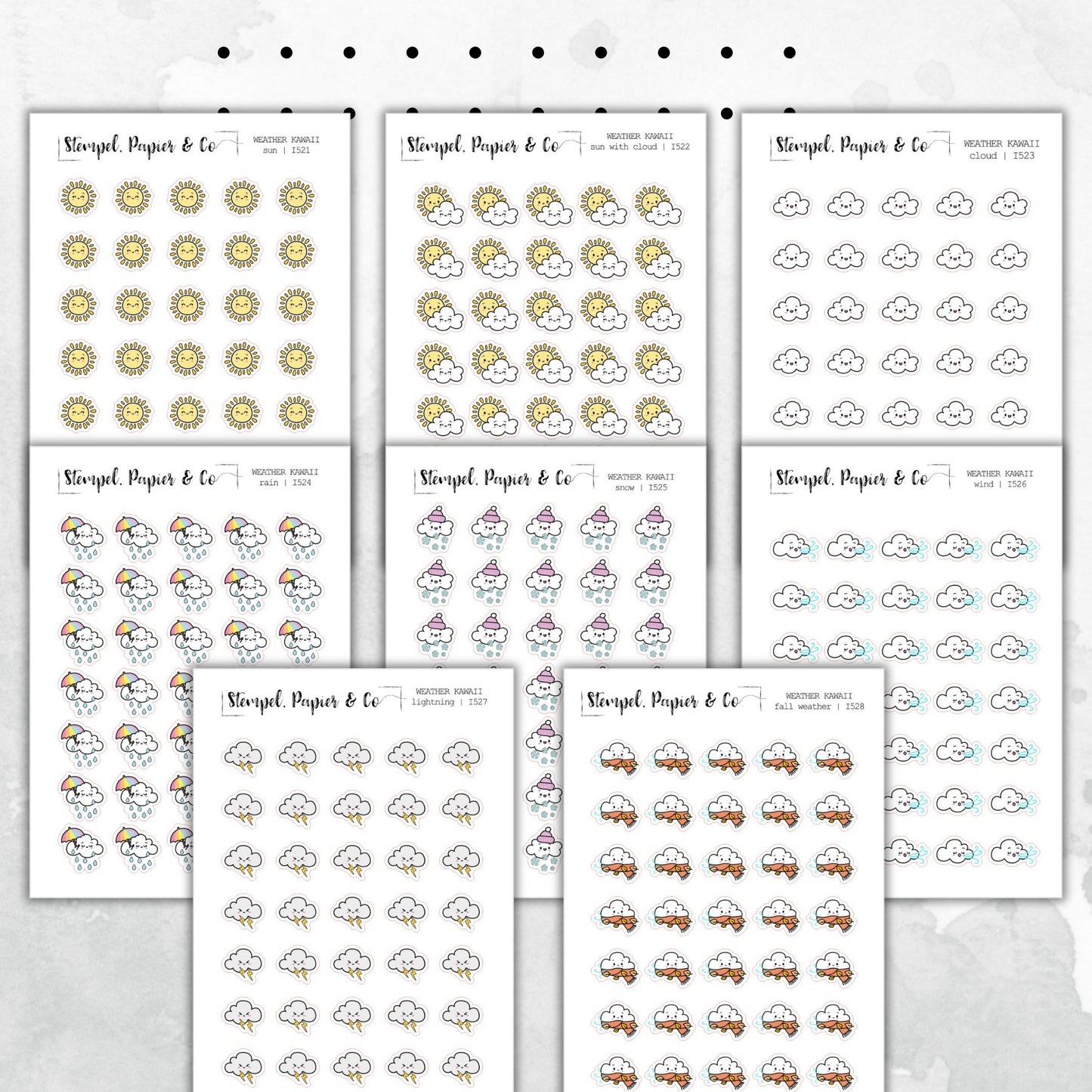 Stickerbogen "WEATHER KAWAII" | verschiedene Wettersymbole | gemischt, einzeln oder als Set erhältlich | 8,5x12 cm