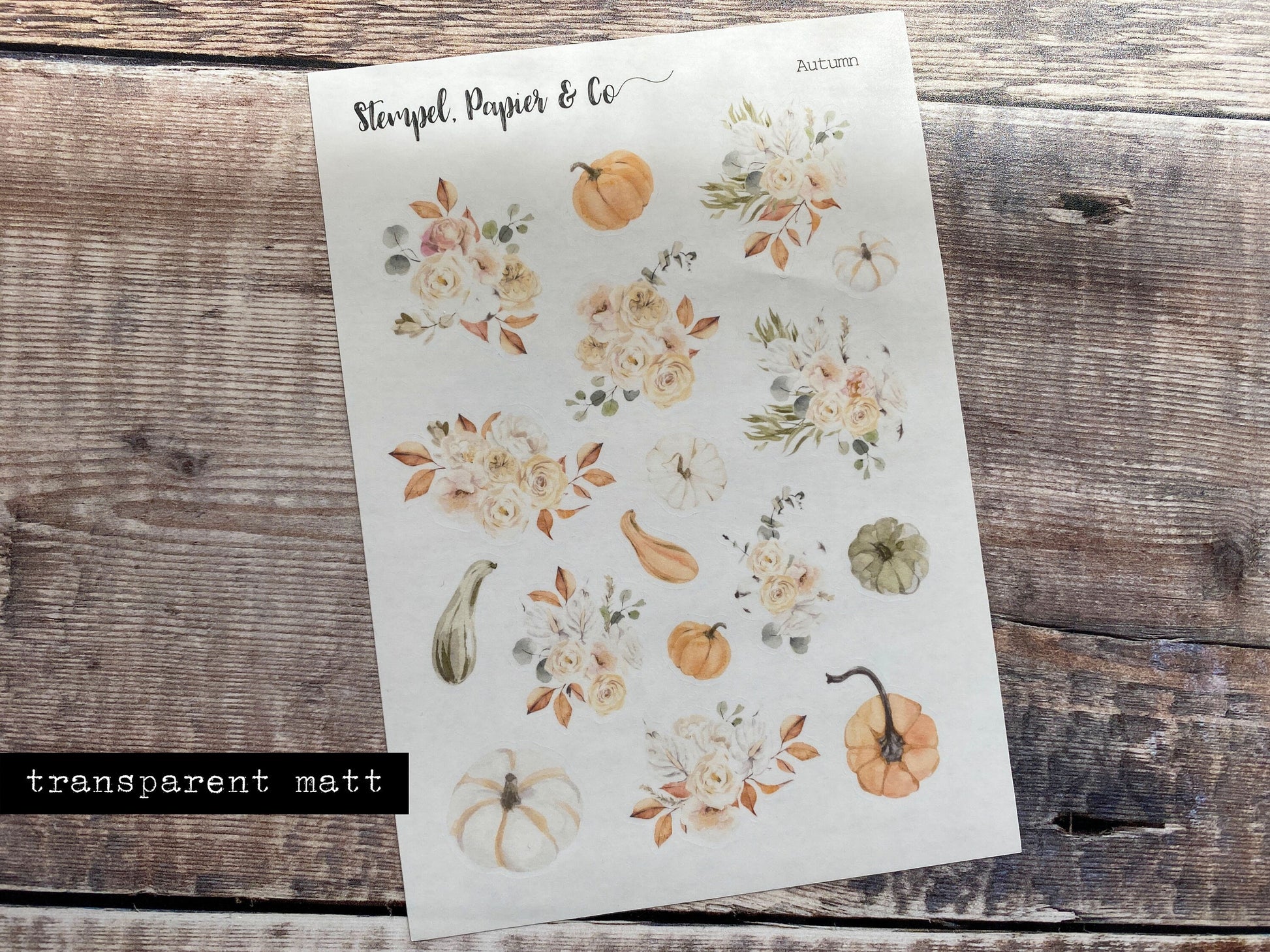 Stickerbogen Herbst, Blumen, Kürbis | Sticker für Bullet Journal und Planer | Aquarell